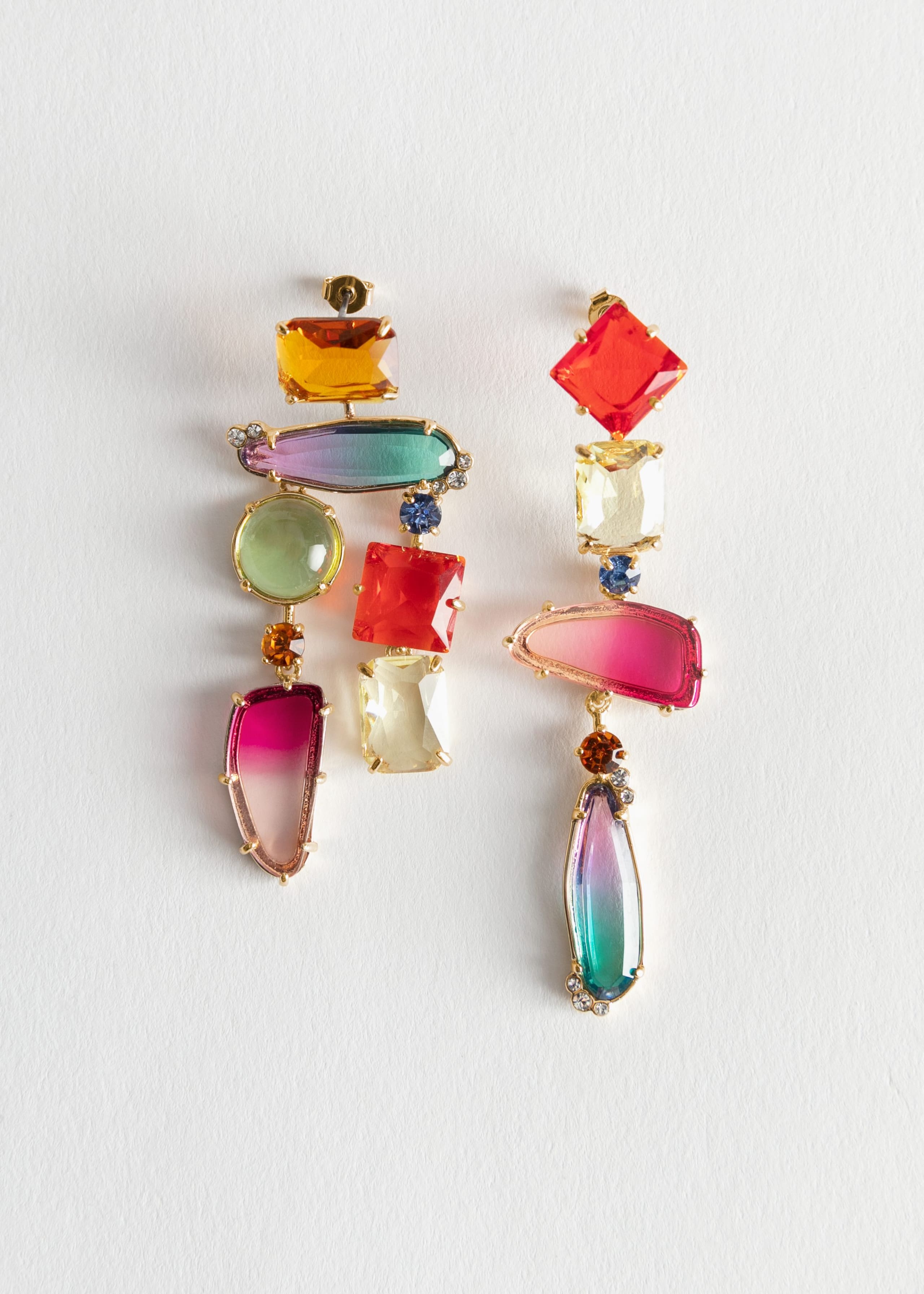 Boucles d'oreilles pendantes arc-en-ciel à strass
