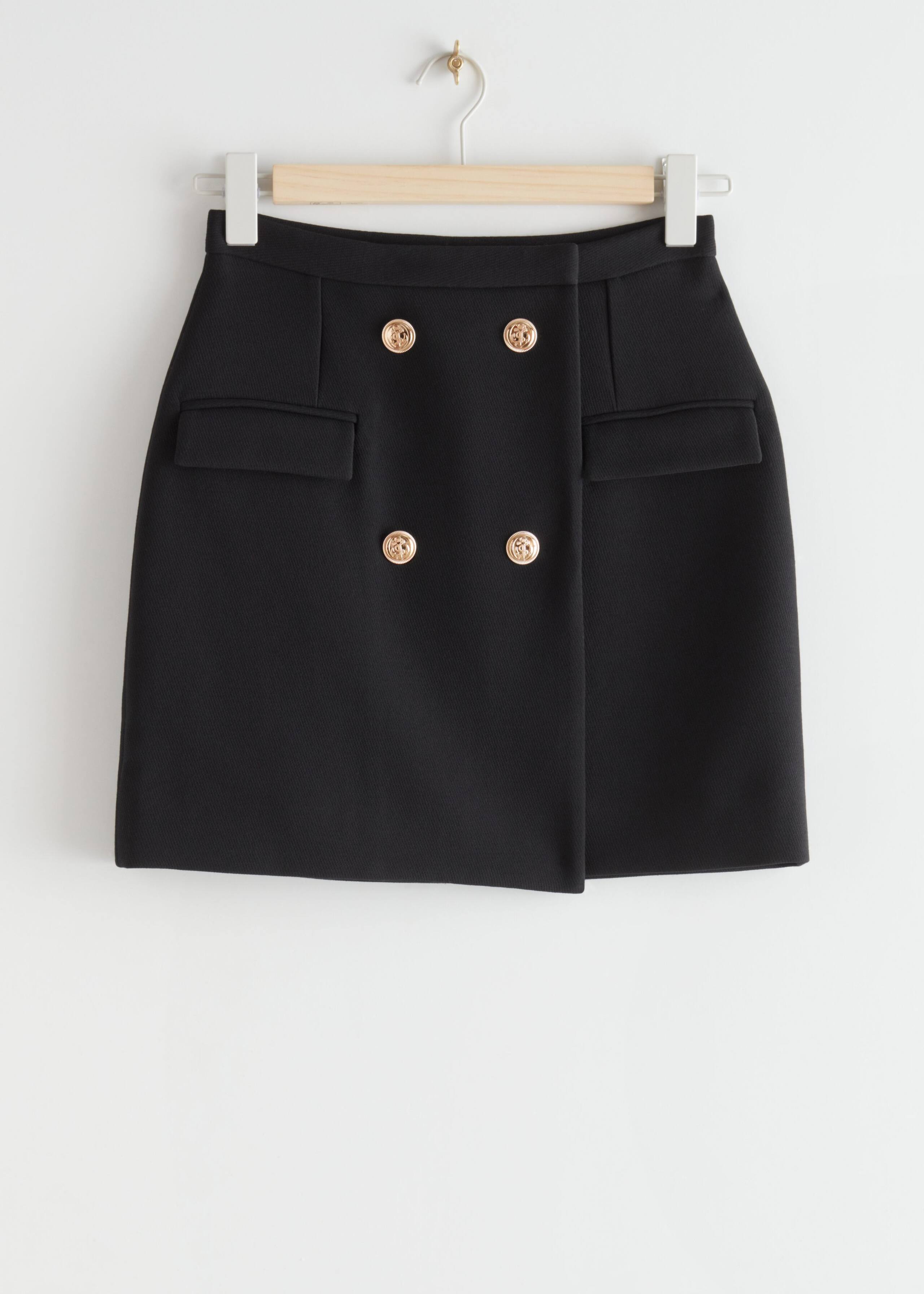 Buttoned Wrap Mini Skirt - Beige Checks - Still Life