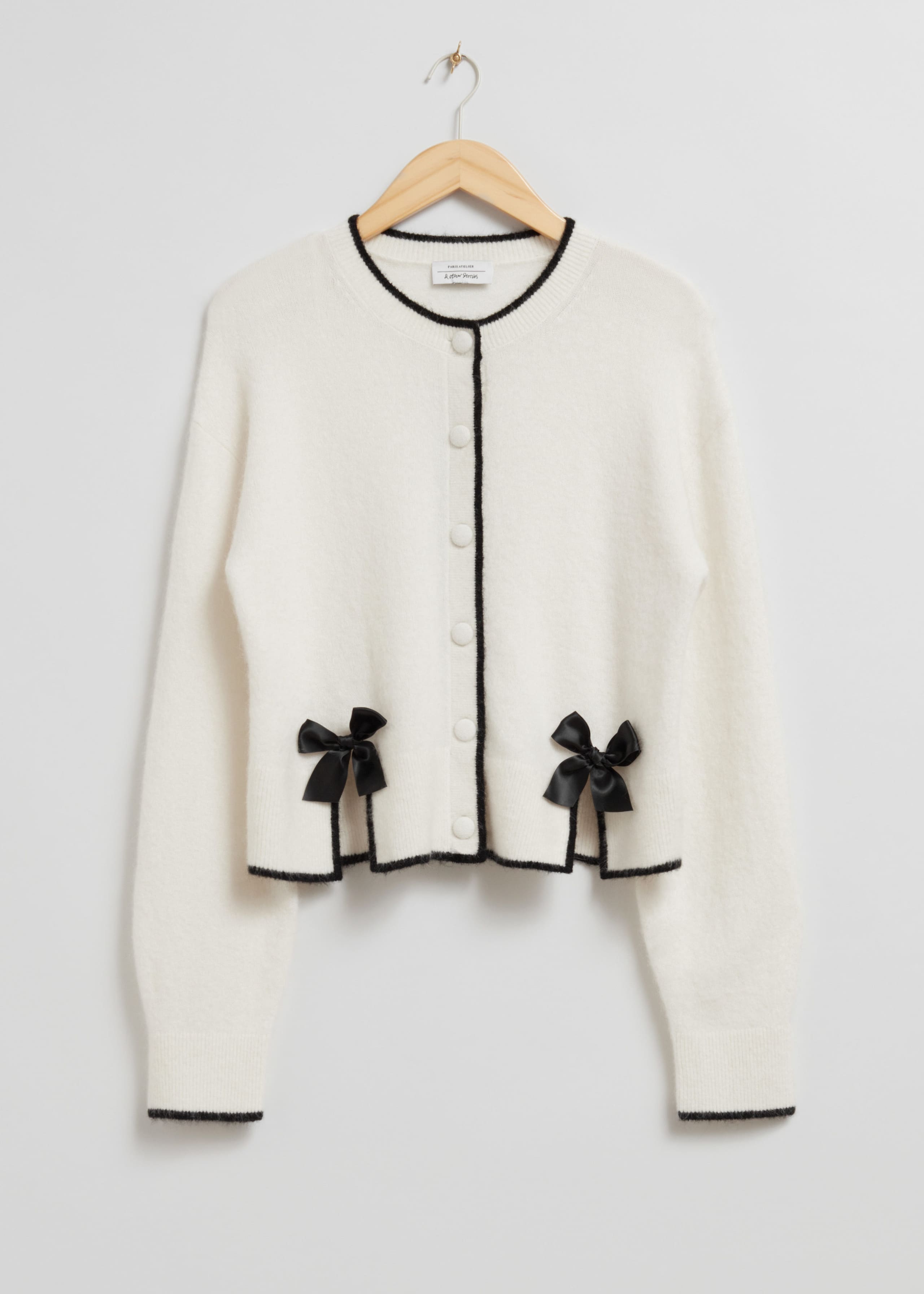 Cardigan con fiocchi in raso - Crema - Natura morta