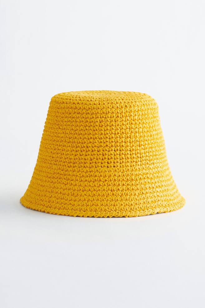 Woven Straw Hat - Yellow/Light Turquoise - 1