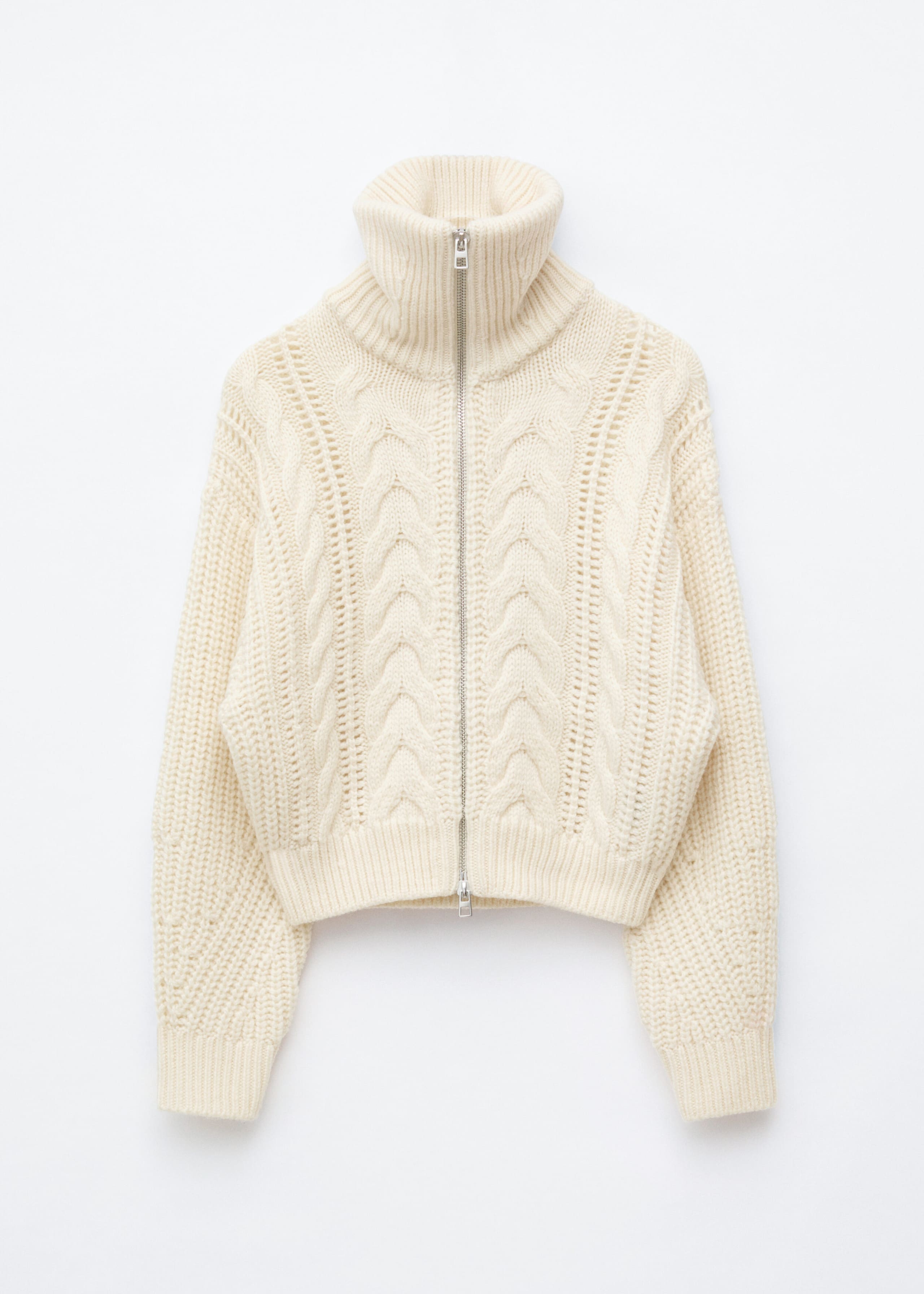 Cable-Knit Wool Cardigan - Off White - Still Life