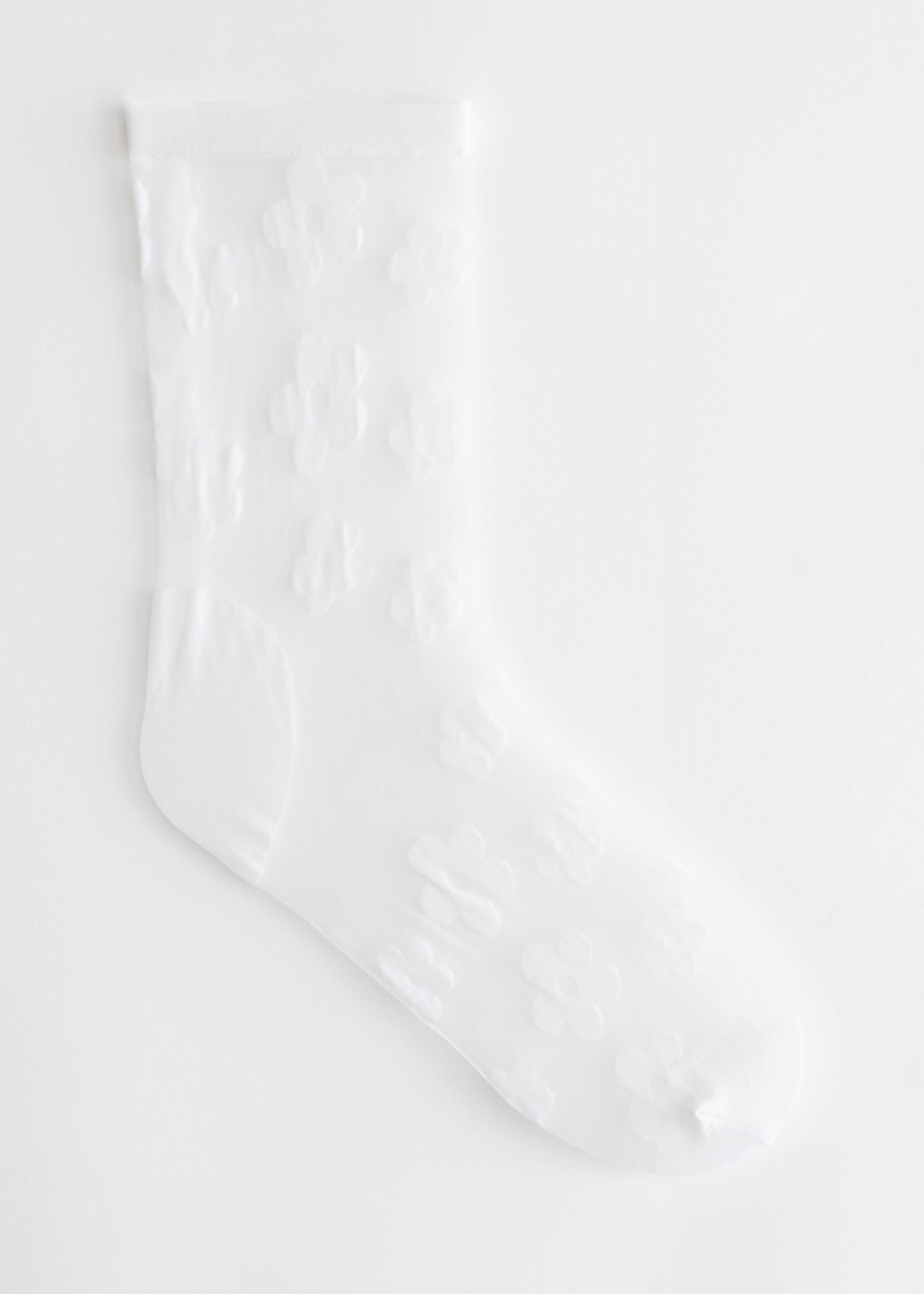 FloralMotifNylonSocks - White Florals - Bodegón