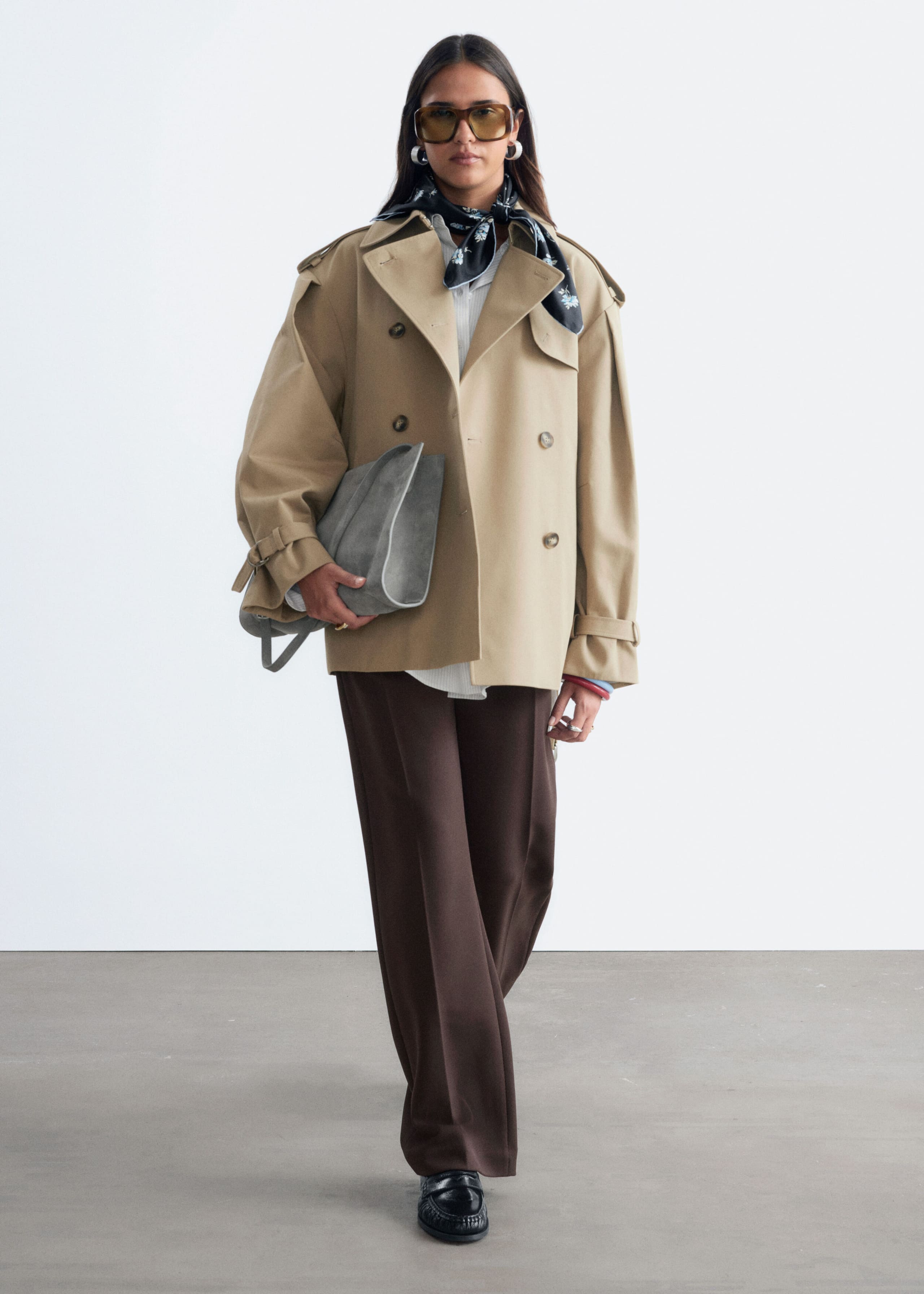 Short Trench Coat - Burgundy - Lookbook