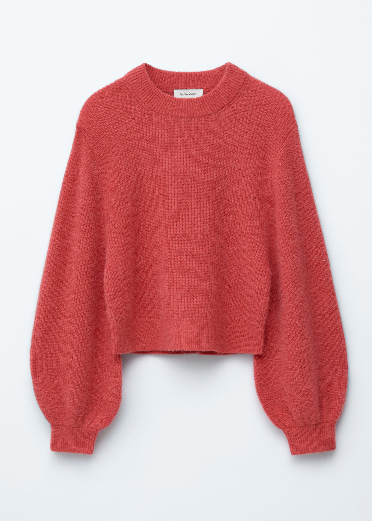 Pullover mit Ballonärmeln aus Alpaka-Mix - Rot/Navyblau/Braun - 2