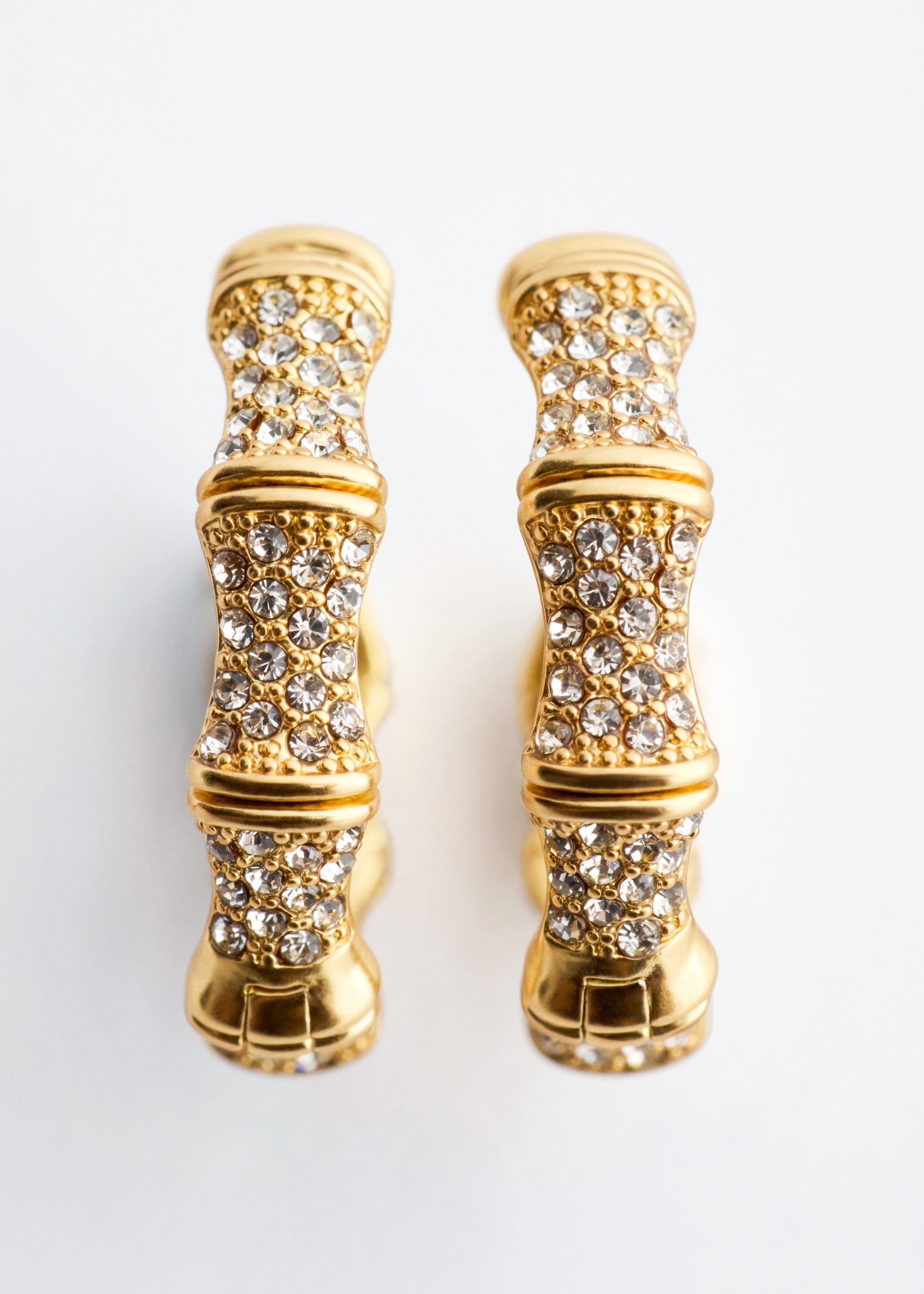 Rhinestone Hoop Earrings - Gold - Still Life