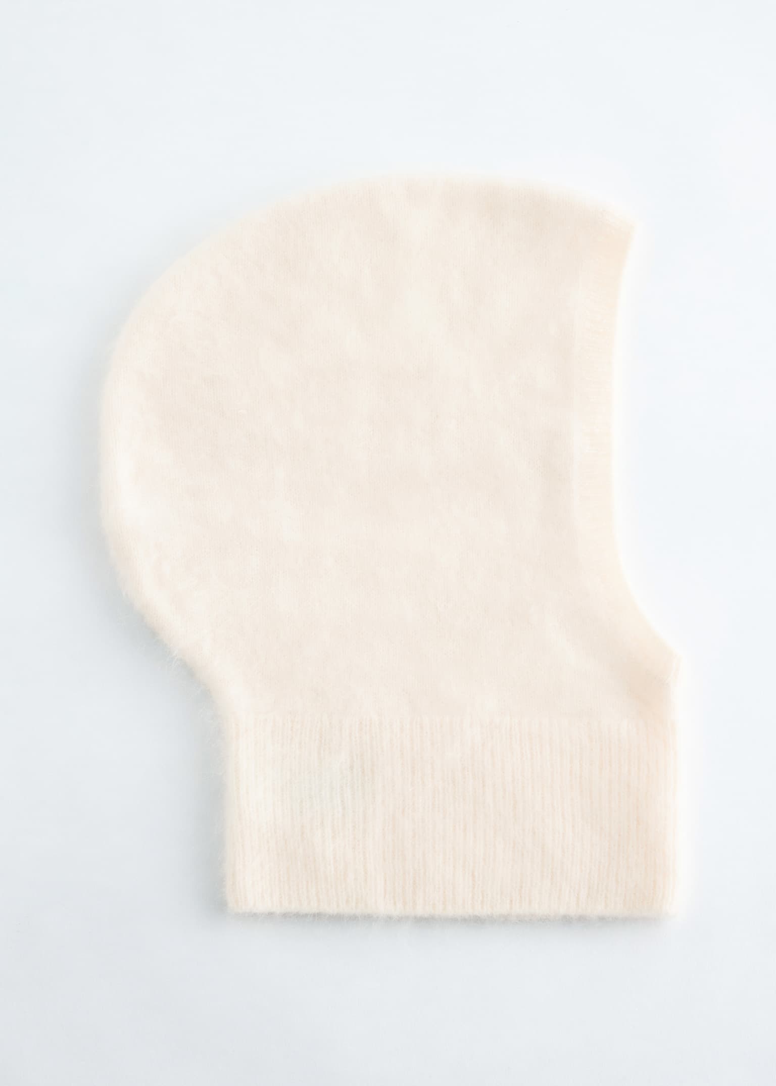 Brushed Cashmere Balaclava - Cream/Brown