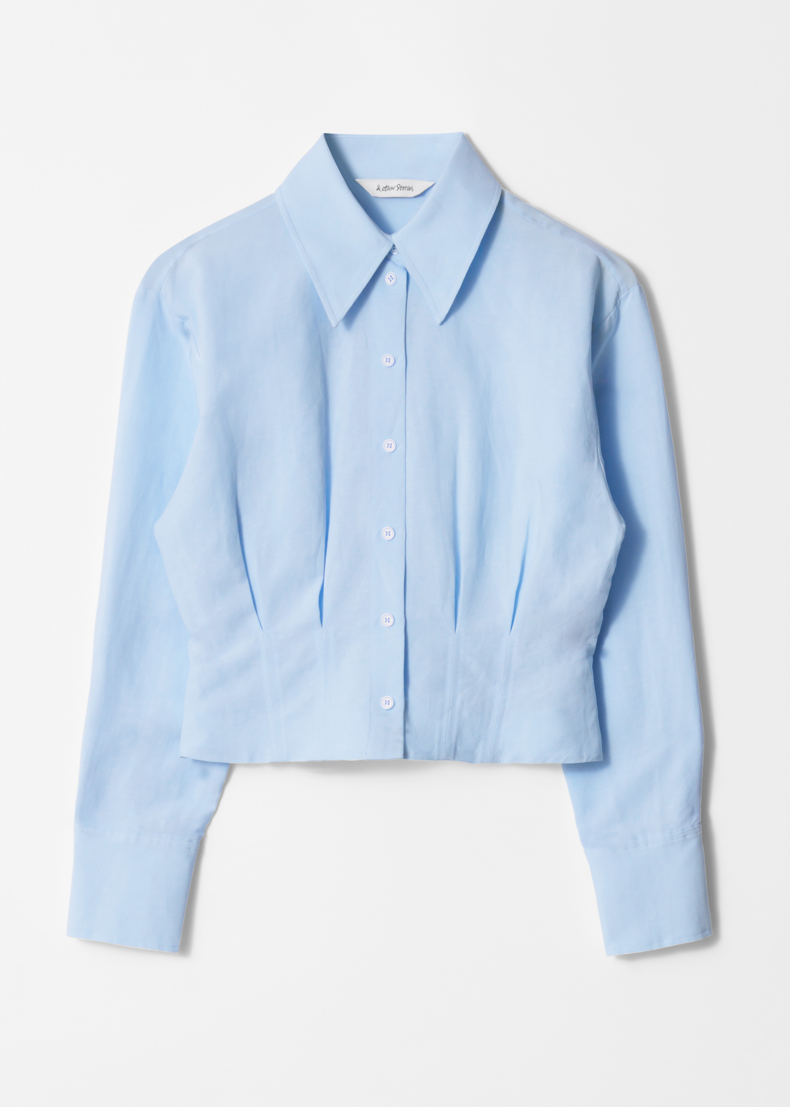 Schmal zulaufendes Hemd - Hellblau/Dunkelbraun