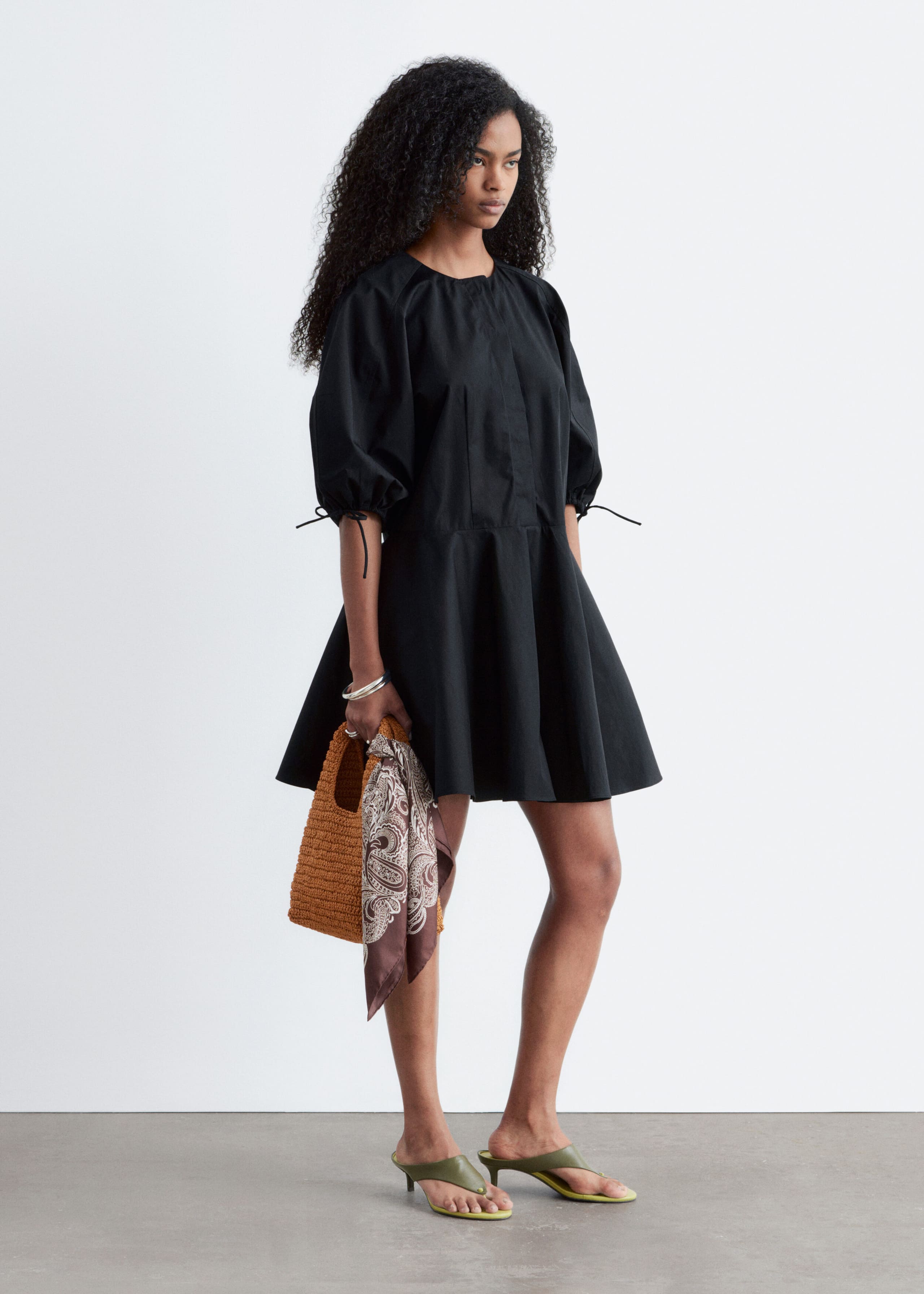 Image of Volume-Sleeve Mini Dress