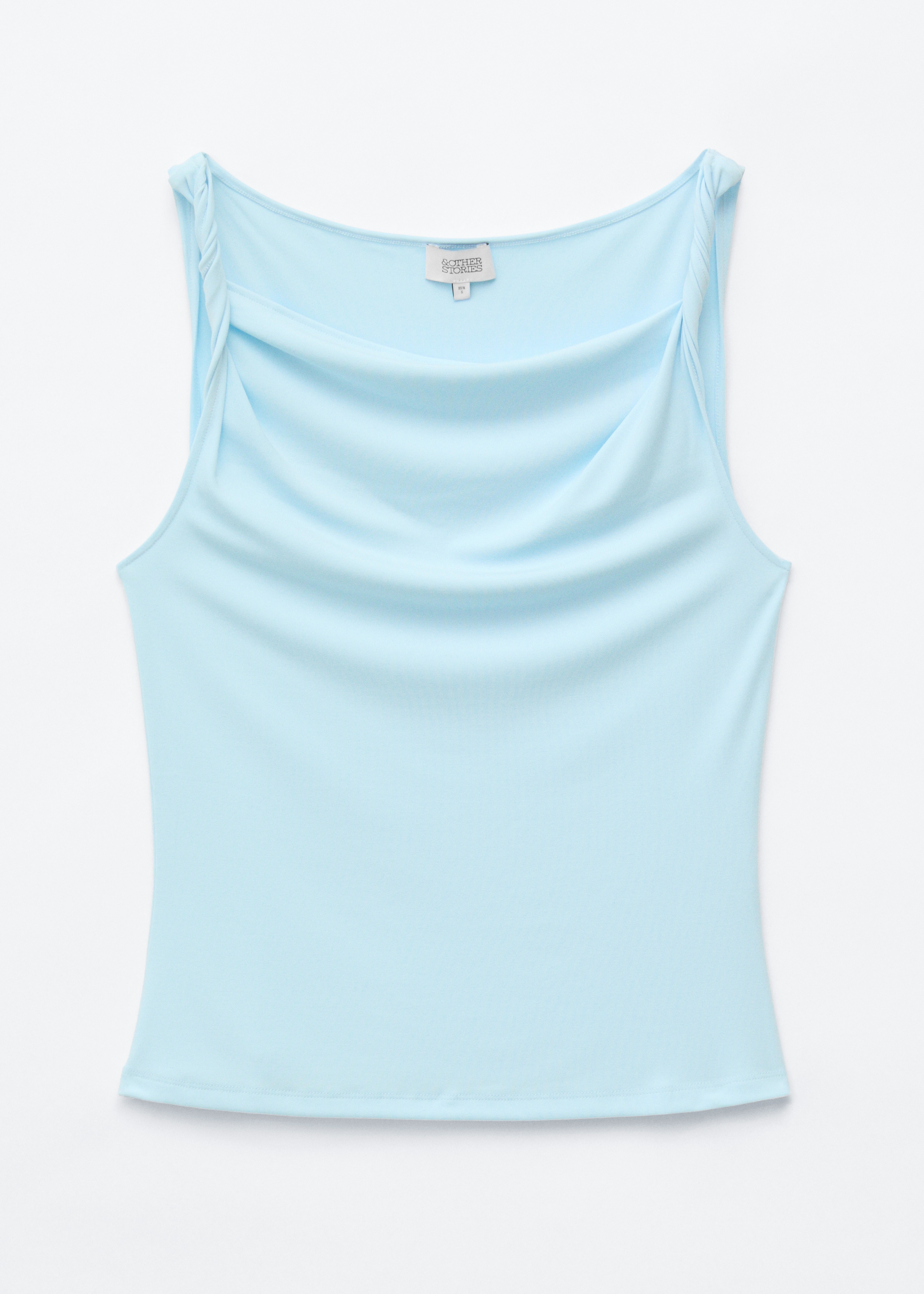 Top de punto con tirantes retorcidos - Azul claro/Blanco