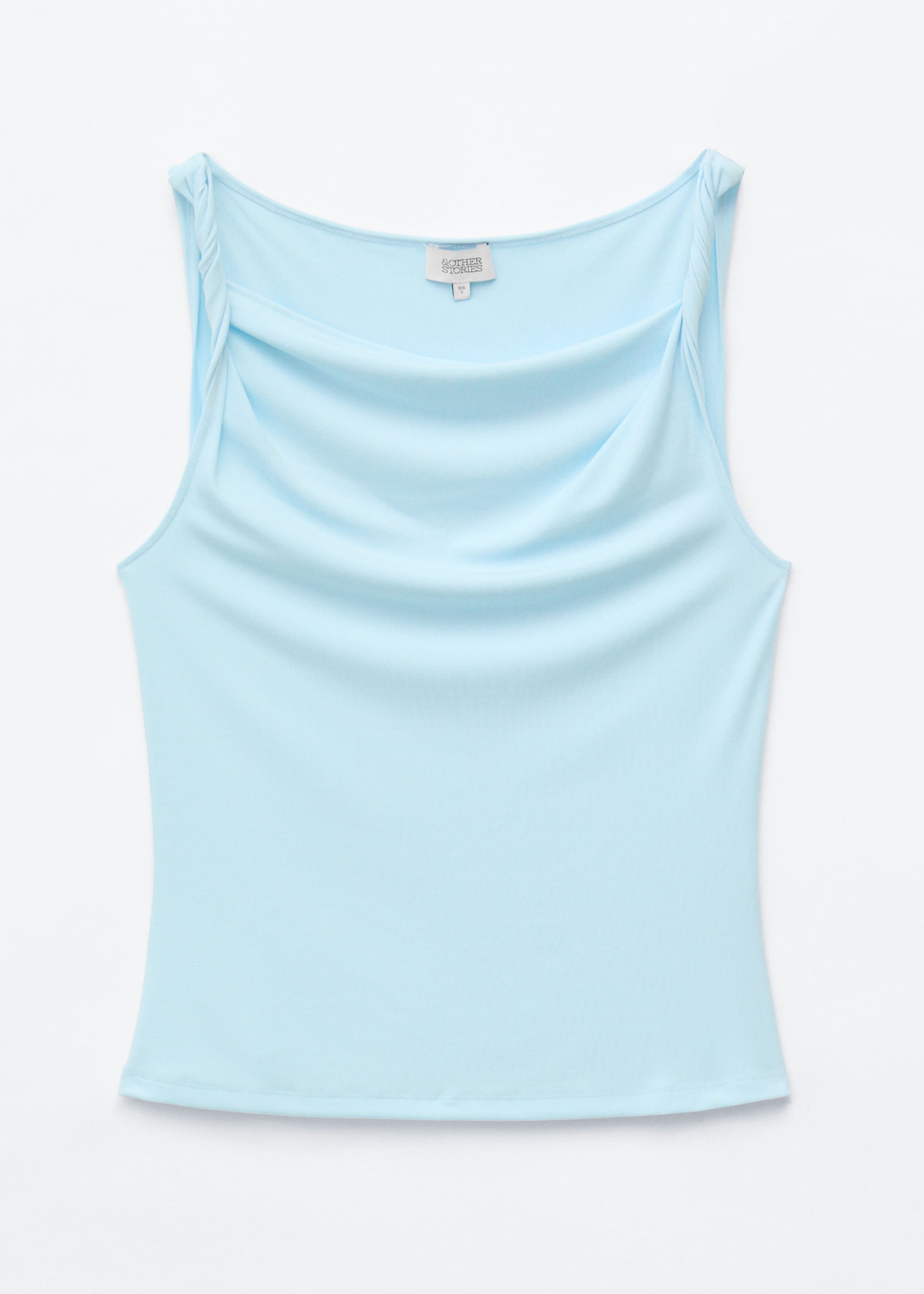 Twist-Shoulder Jersey Top - Light Blue - Still Life