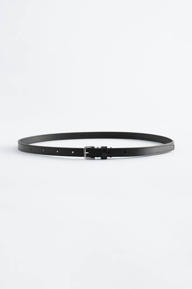 Slim Leather Belt - Black - 1