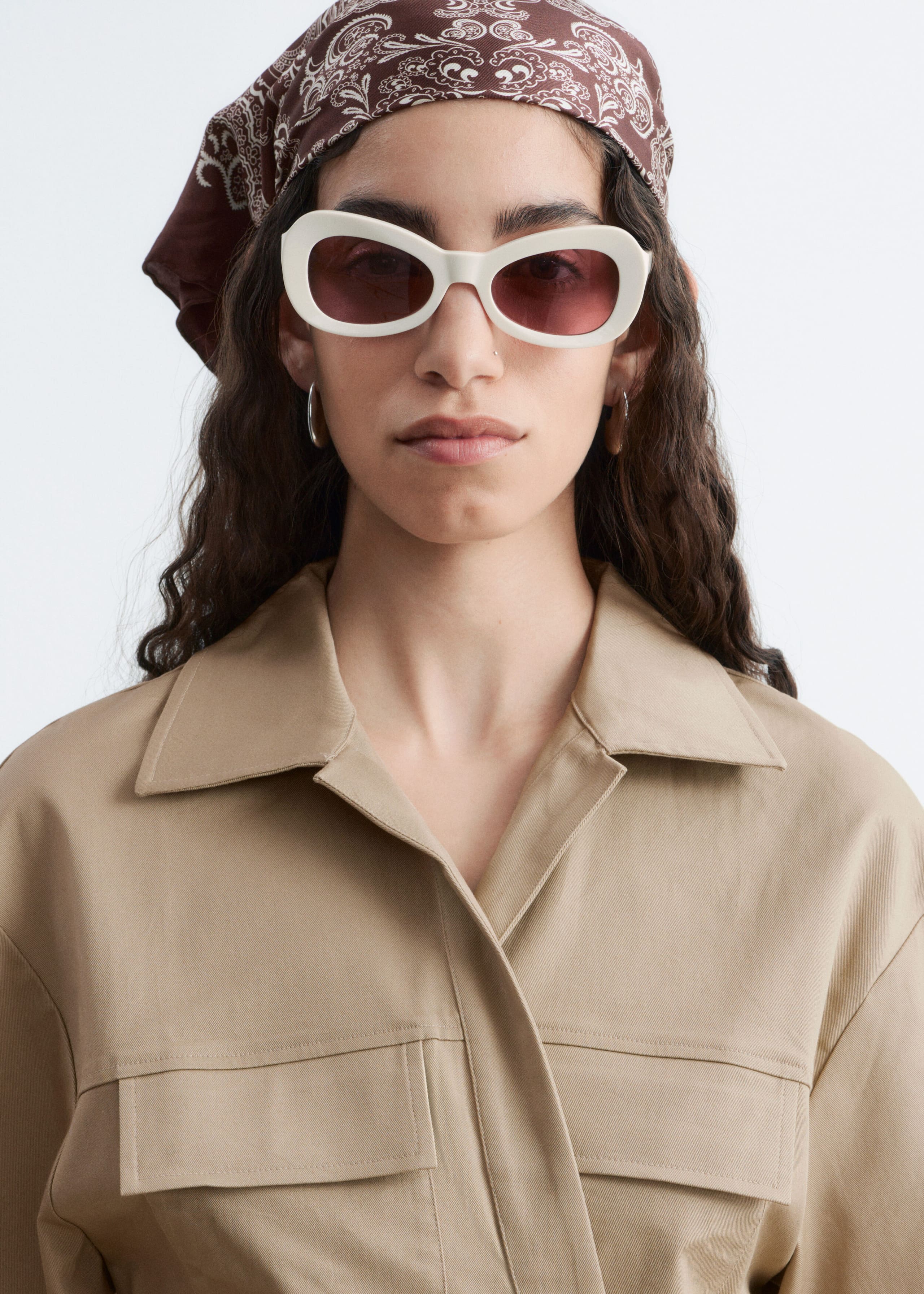 Wrap-Front Mini Dress - Beige - Lookbook