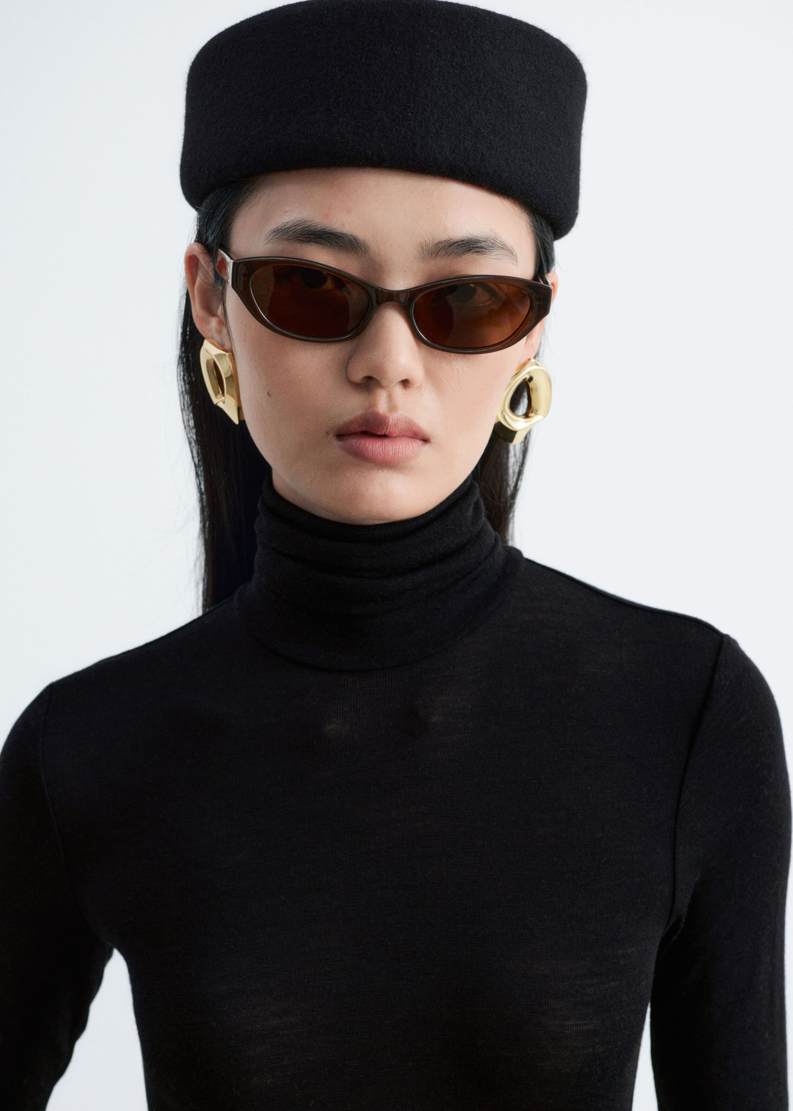 Sculptural Cutout Brass Earrings - Gold - Lookbook