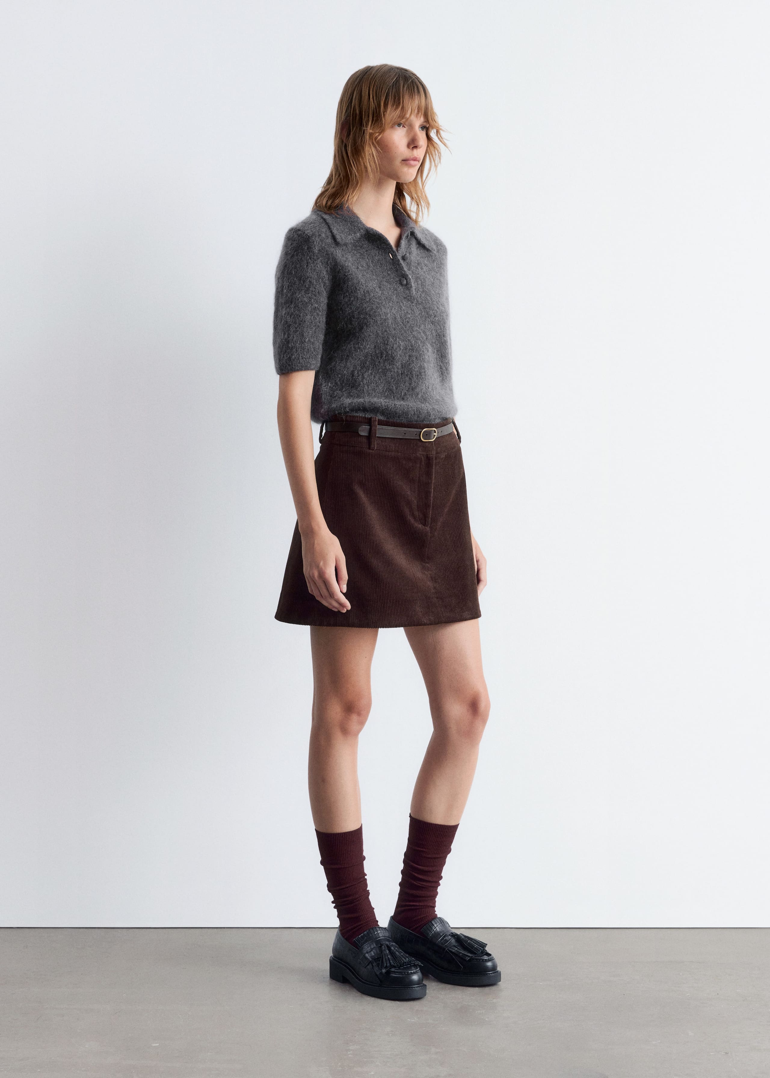 Image of Brushed Knit Polo T-Shirt
