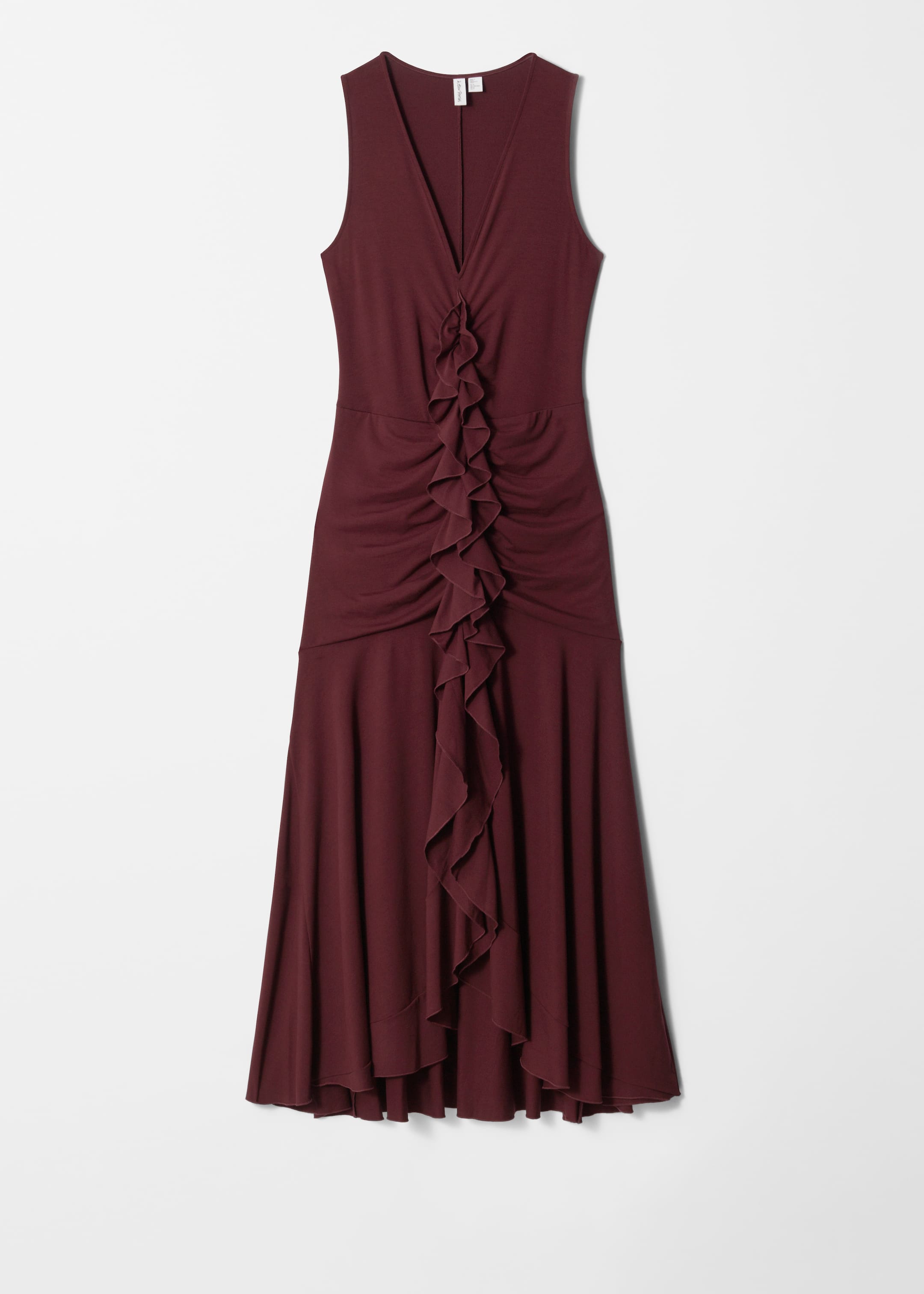Agrandir l'image: Robe longue à volants et col en V - Rouge foncé - FEMME | H&M FR 5
