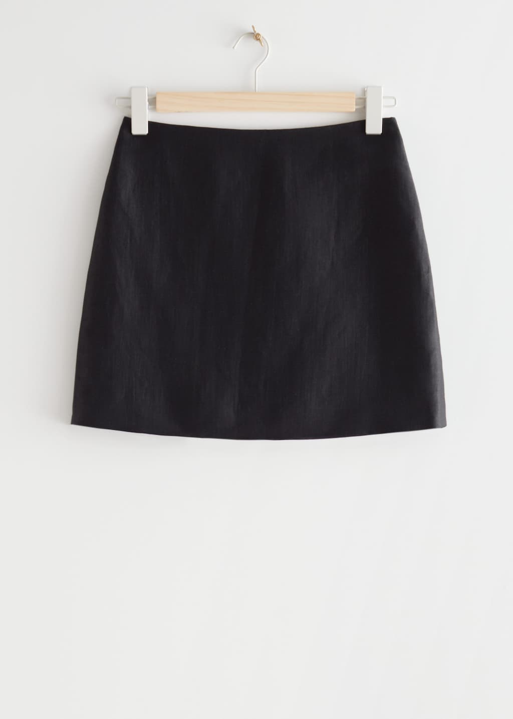 Linen Mini Skirt - Black - Bodegón