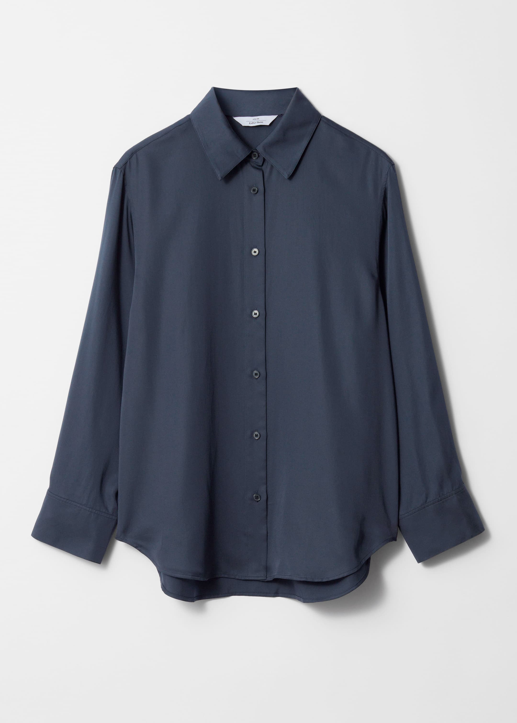 View larger image: Satin Shirt - Navy - Ladies | H&M GB 1