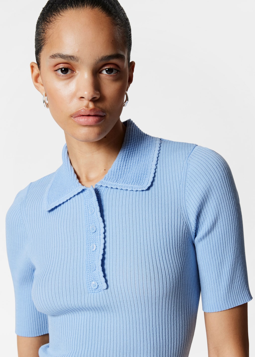 Haut côtelé et festonné - Couleur crème - Lookbook