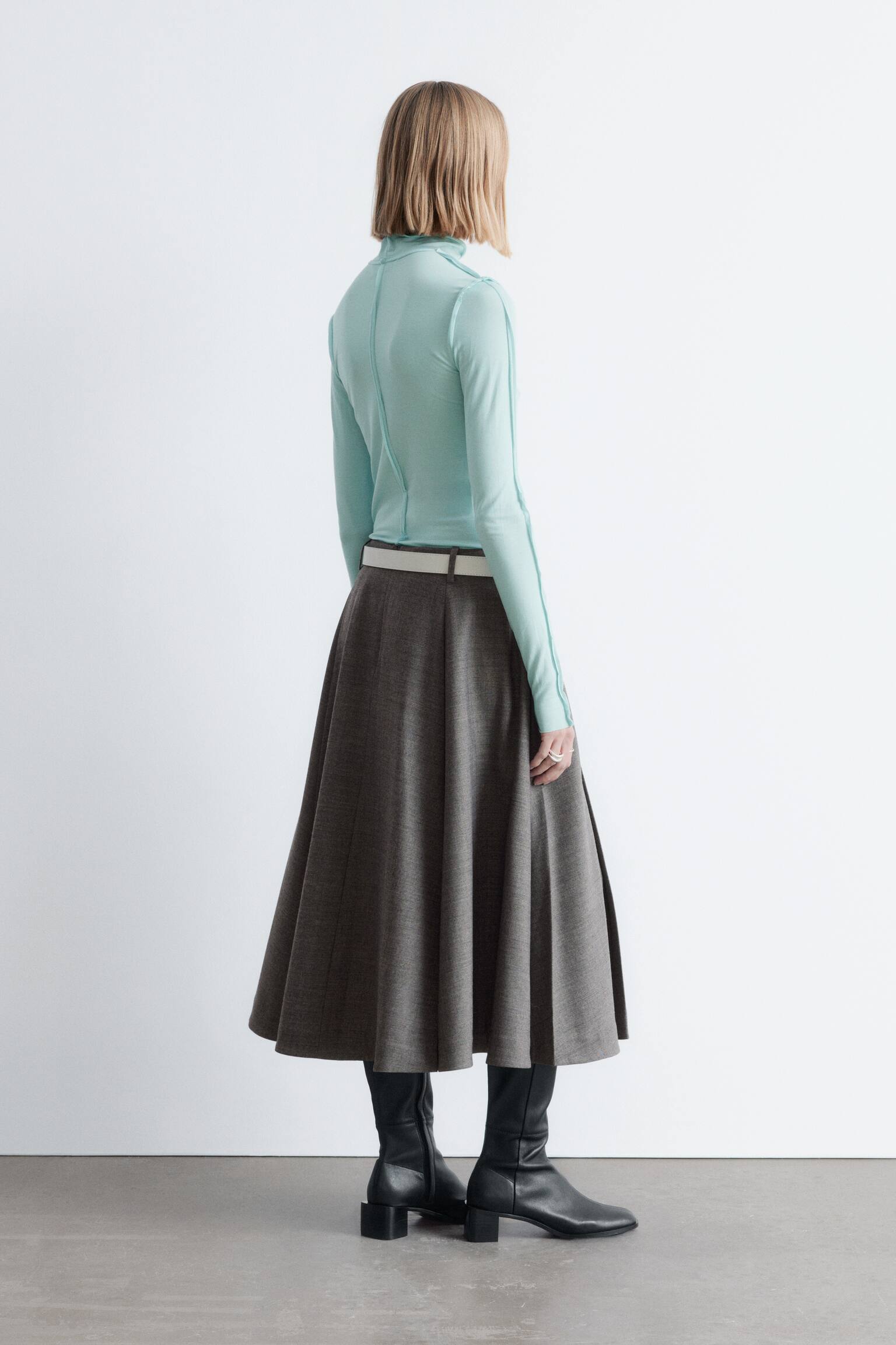 Langærmet turtleneck-top - Turkis/Klar blå - 4