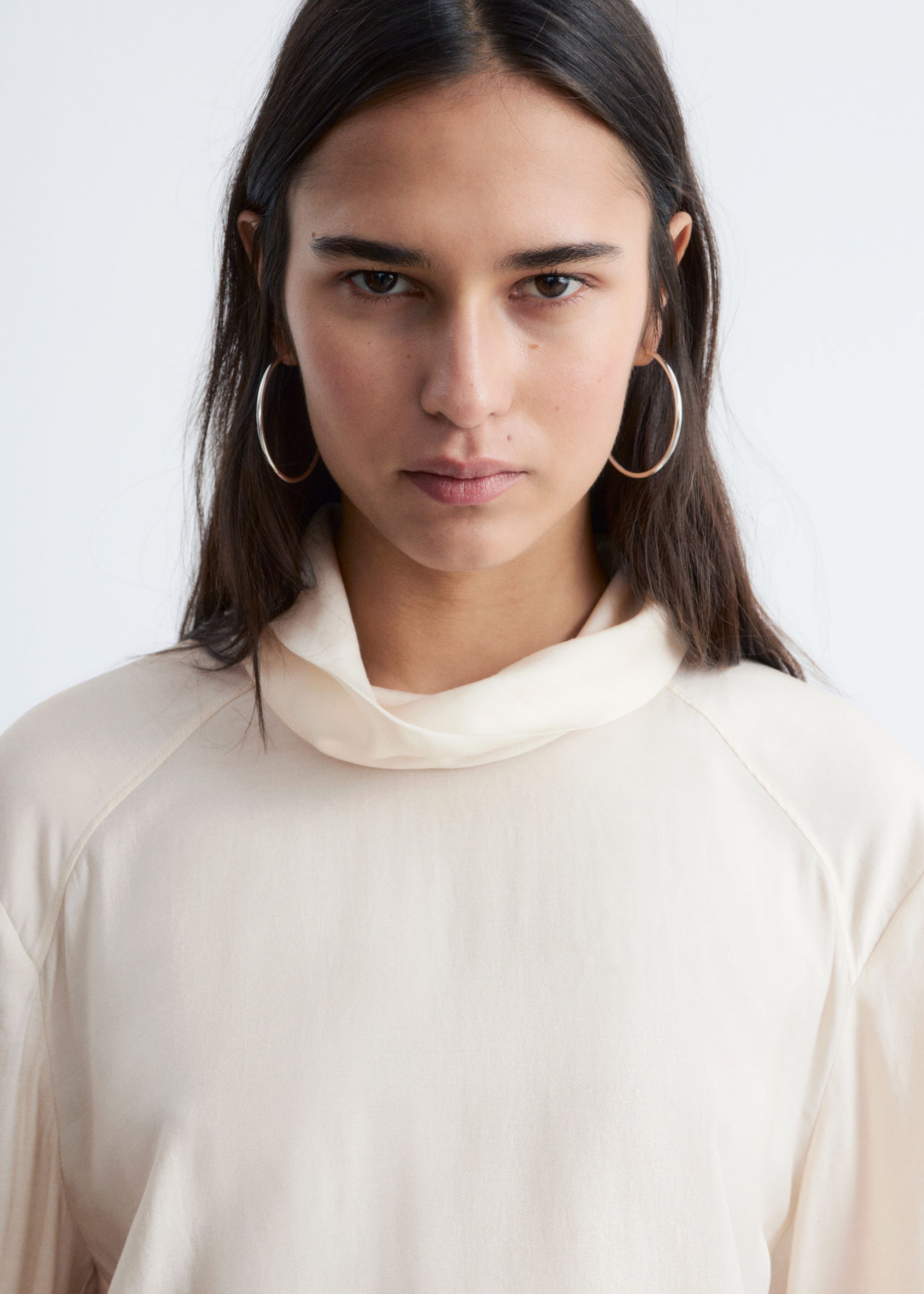 Image of Folded Stand-Collar Blouse