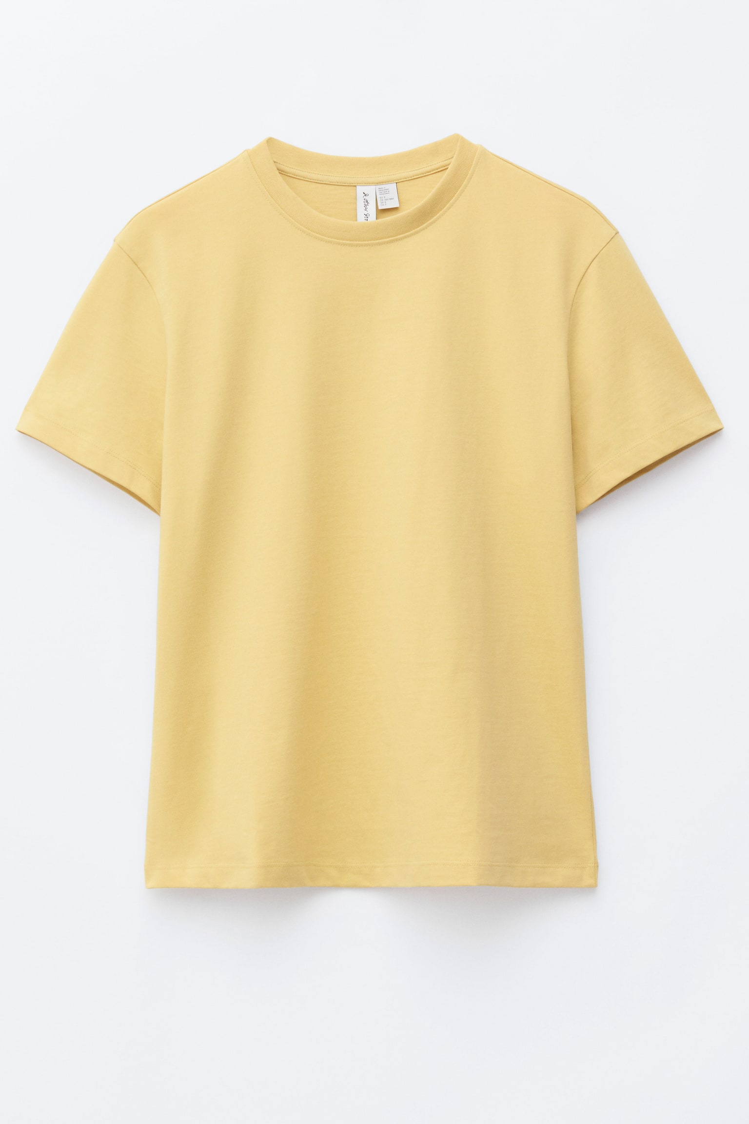 Cotton Crew-Neck T-Shirt - Yellow/Light Blue/Light Pink/Dark Brown/Red/Black/Navy/White Stripes/White - 1