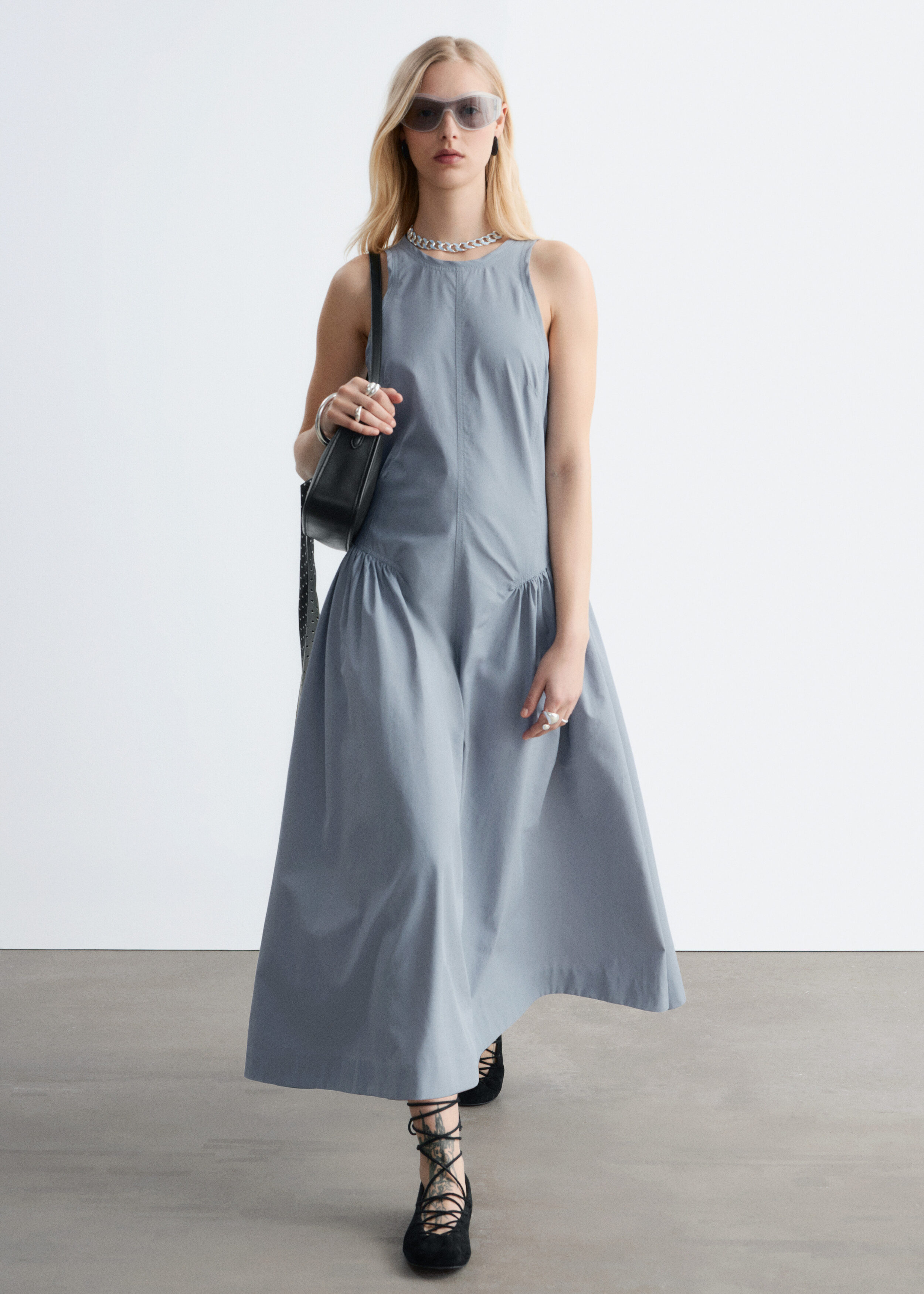 combination sleeveless flare dress uniqlo Satin Flare Long Sleeve Wedding Dresses Side Split Deep V Neck Bride D –  formalgowns main image 1