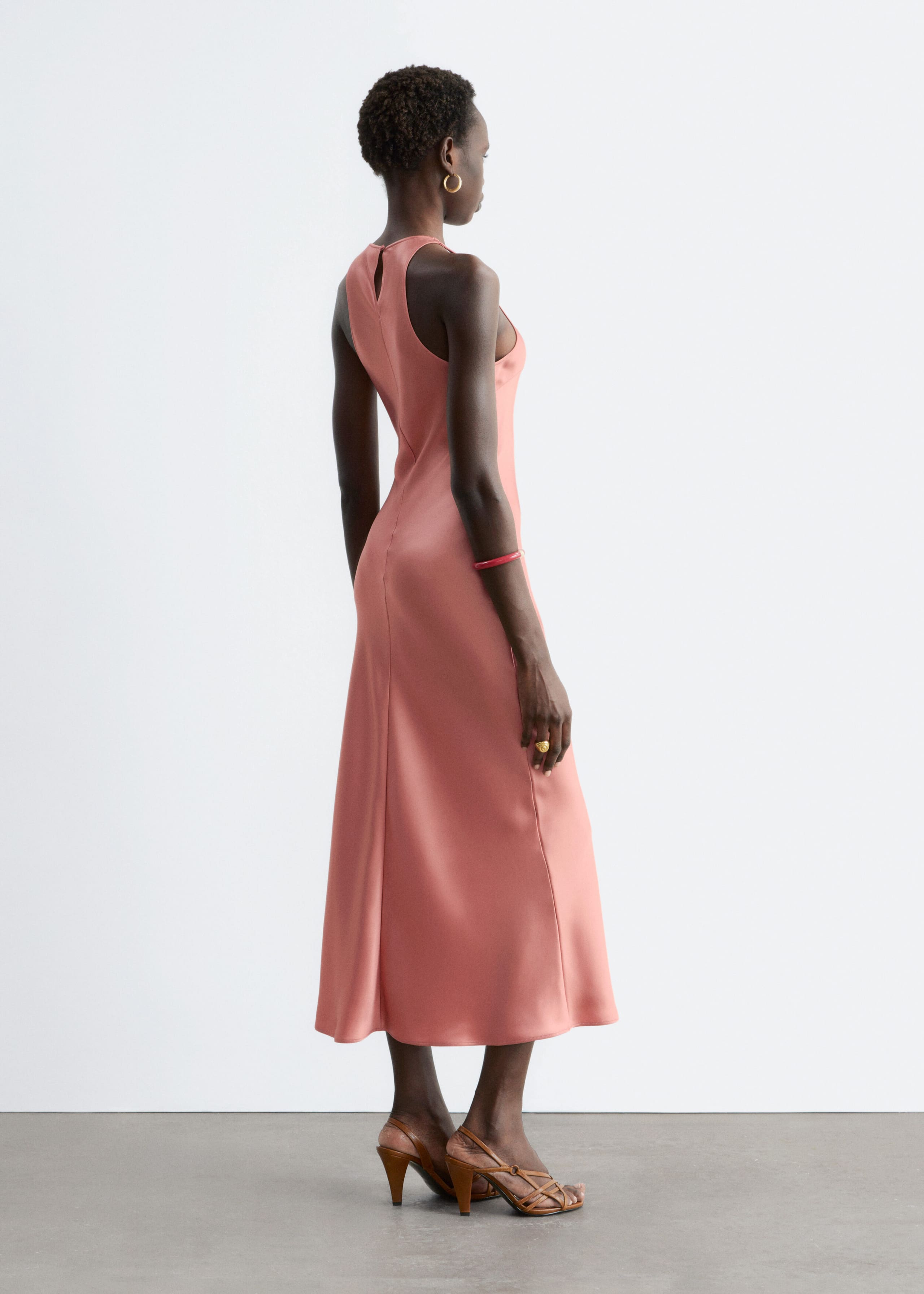 Image of Sleeveless Satin Midi Dress