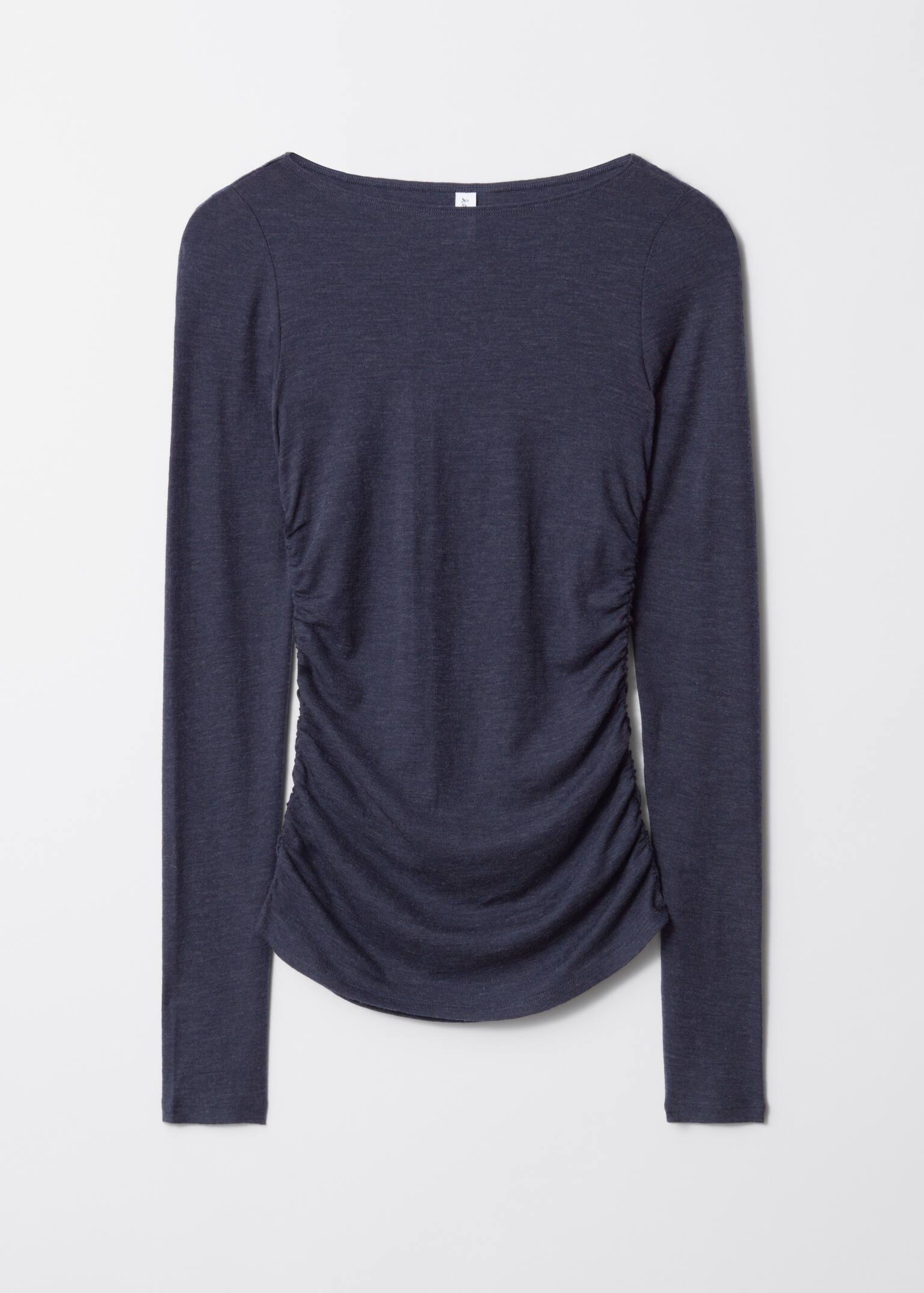 Ruched Boatneck Top - Navy blue