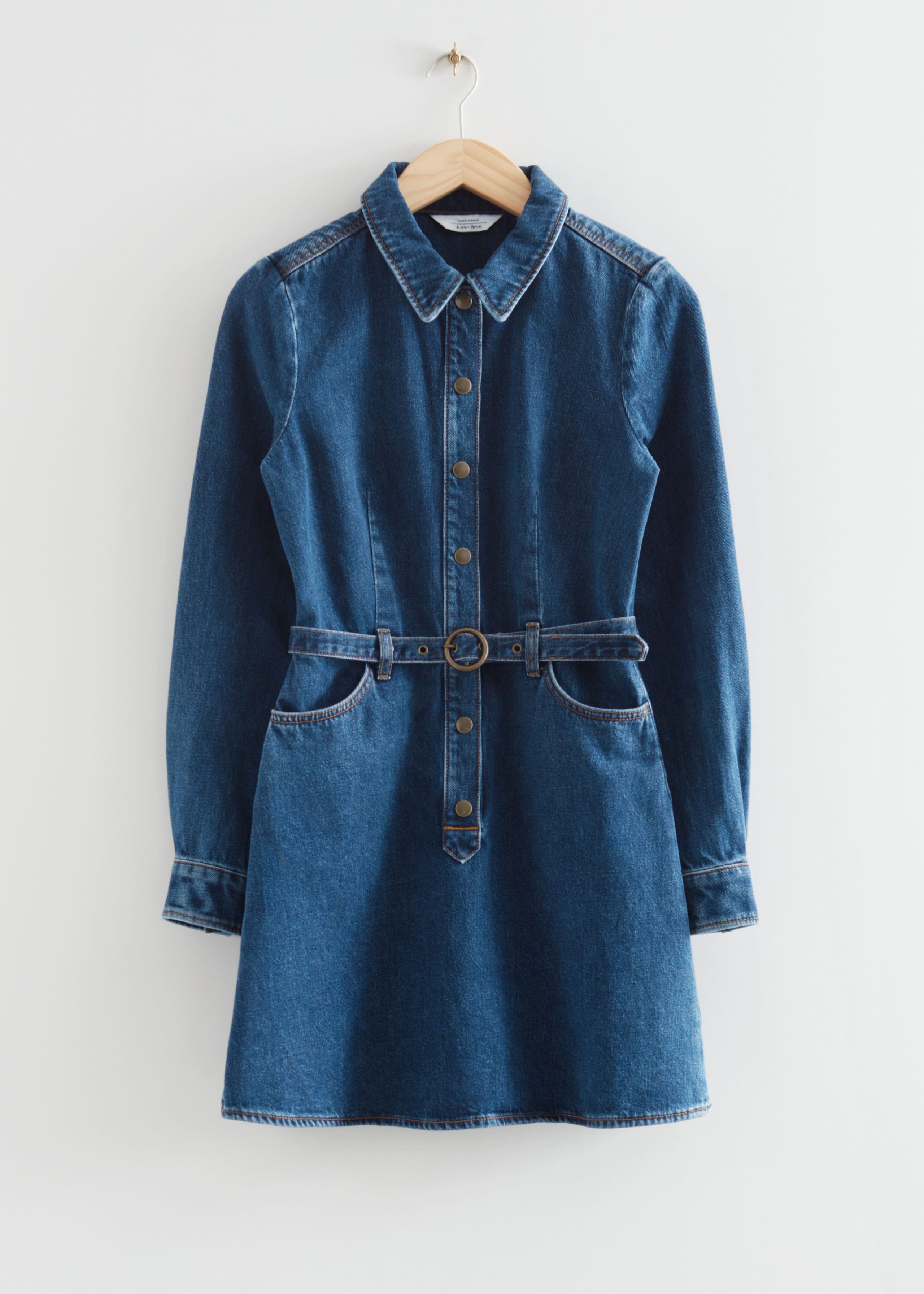 BeltedDenimMiniDress - Blue - Natura morta