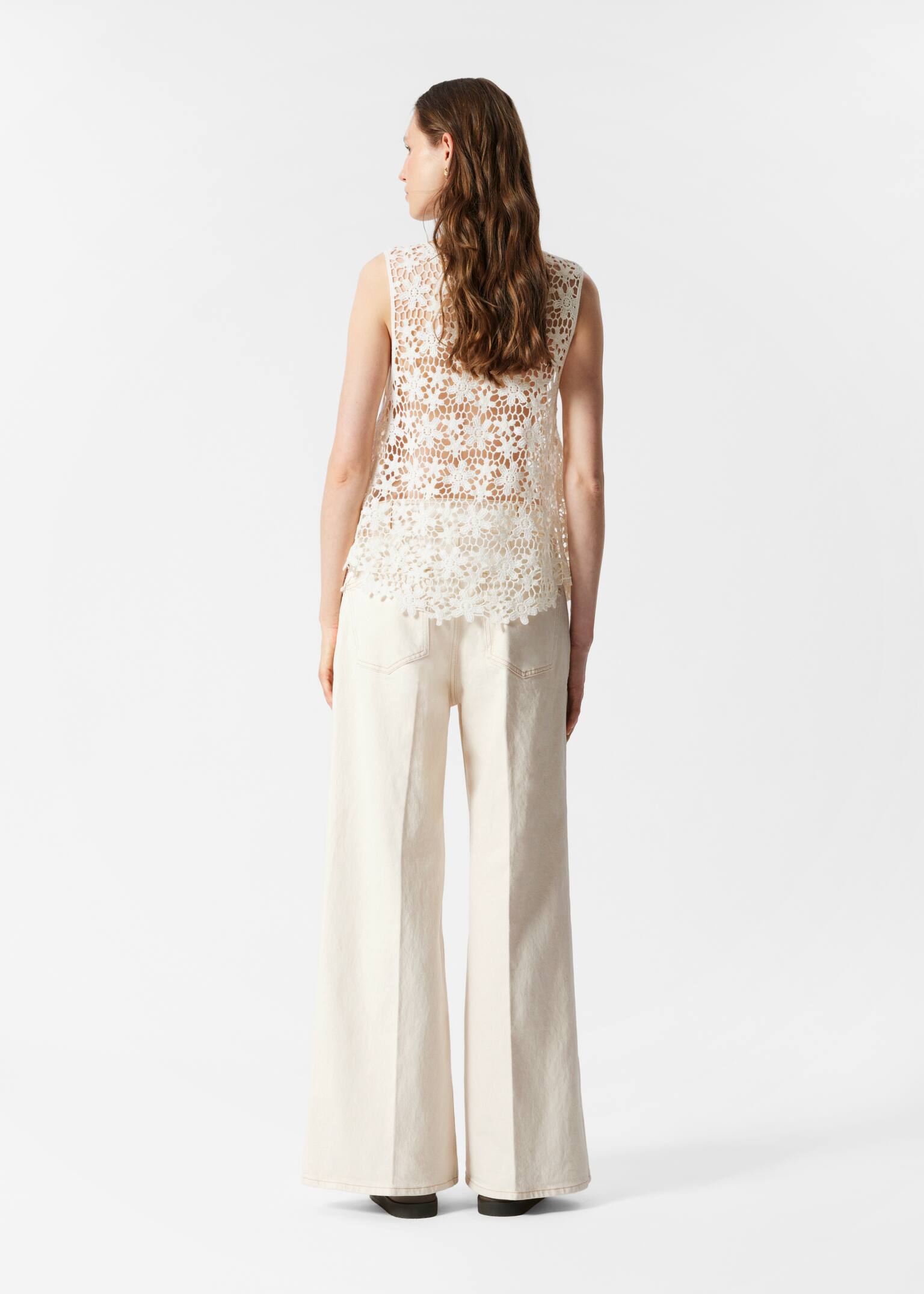 Top Croșetat Fără Mâneci - Alb - 5