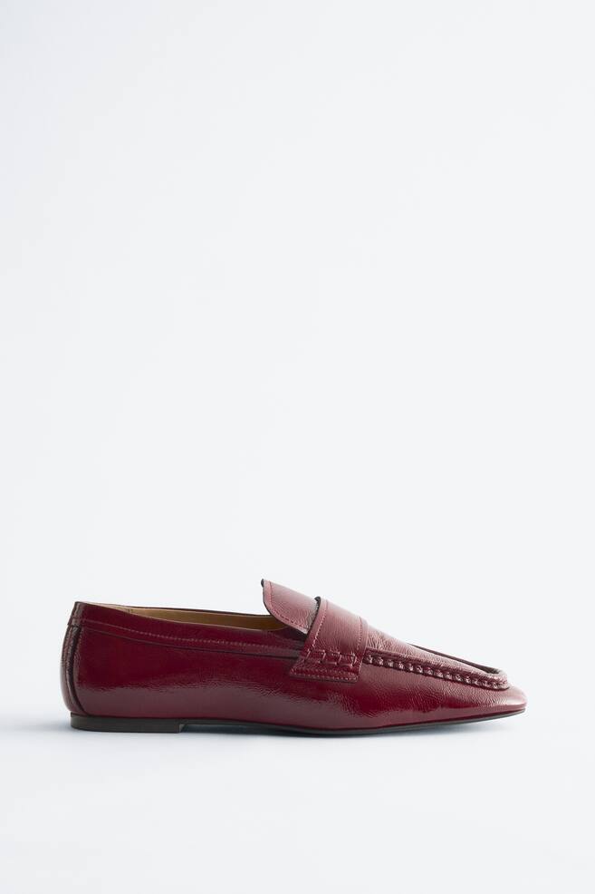 Mocassins en cuir à bout carré - Rouge foncé - 1