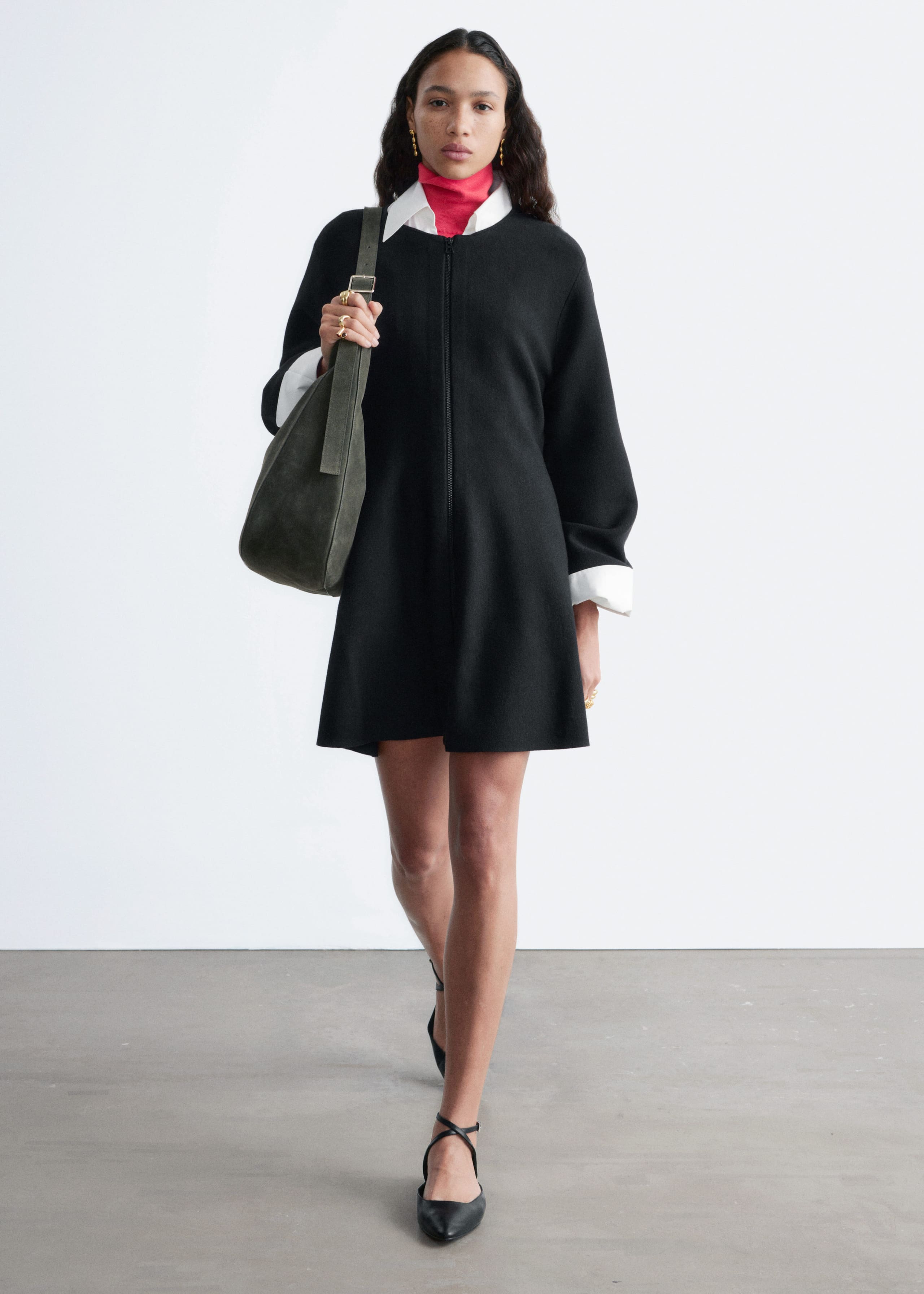 Leather Cross-Strap Ballet Flats - Cognac Brown - Lookbook