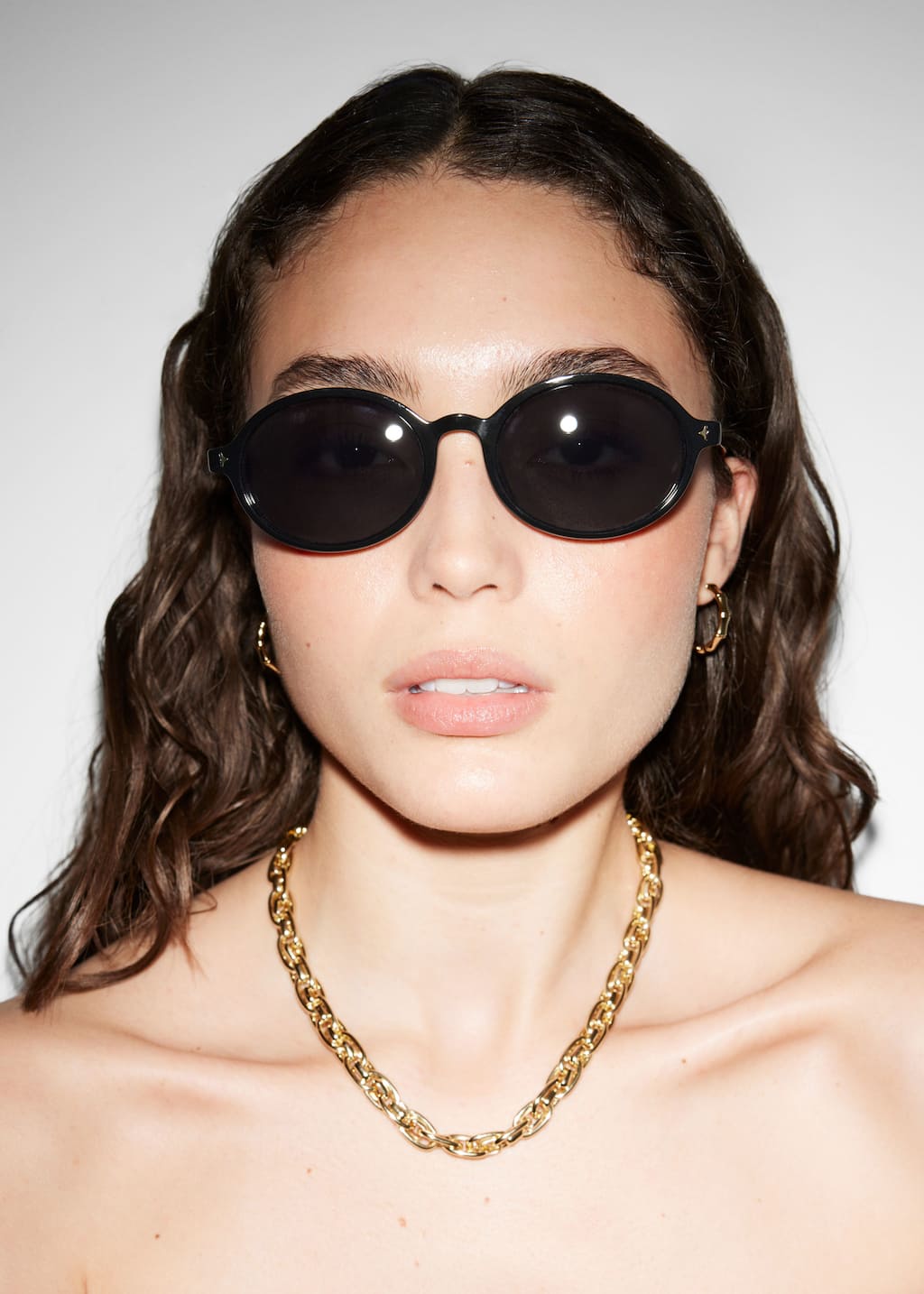 Image of Oval-Frame Sunglasses