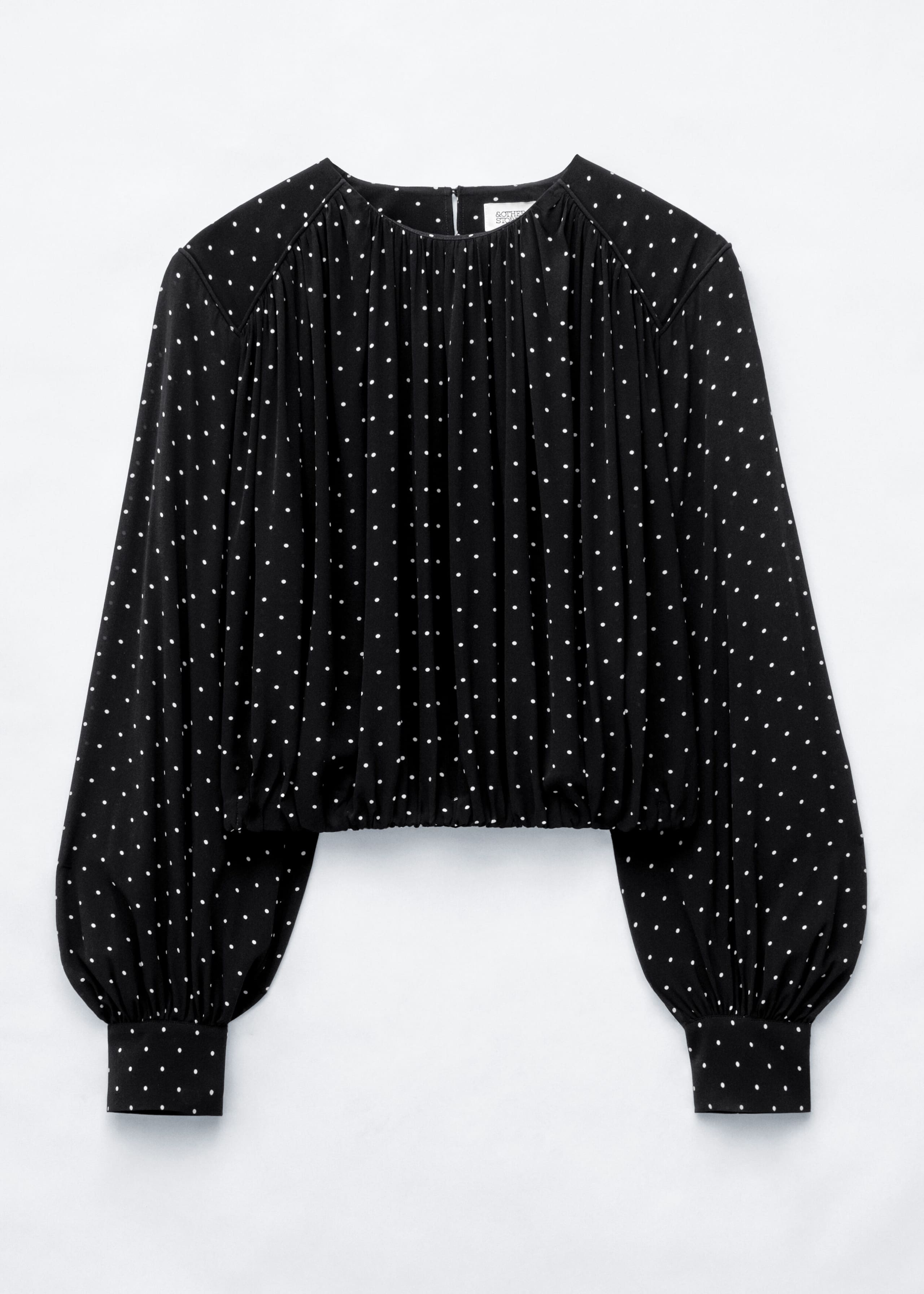 Gathered Blouse - Black/White Dots - Still Life