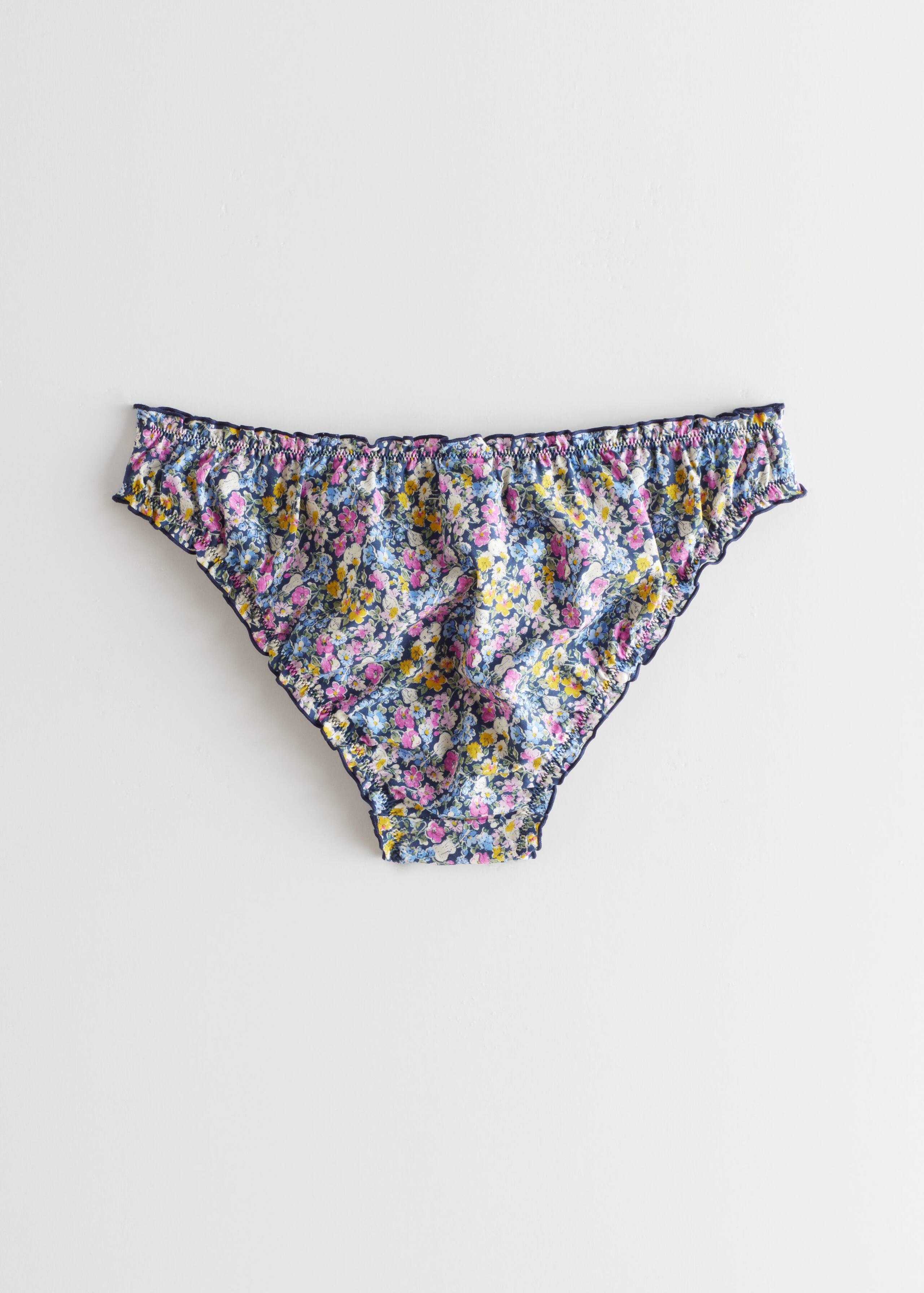 Ruffle Trim Bikini Briefs - Rainbow Florals - Still Life