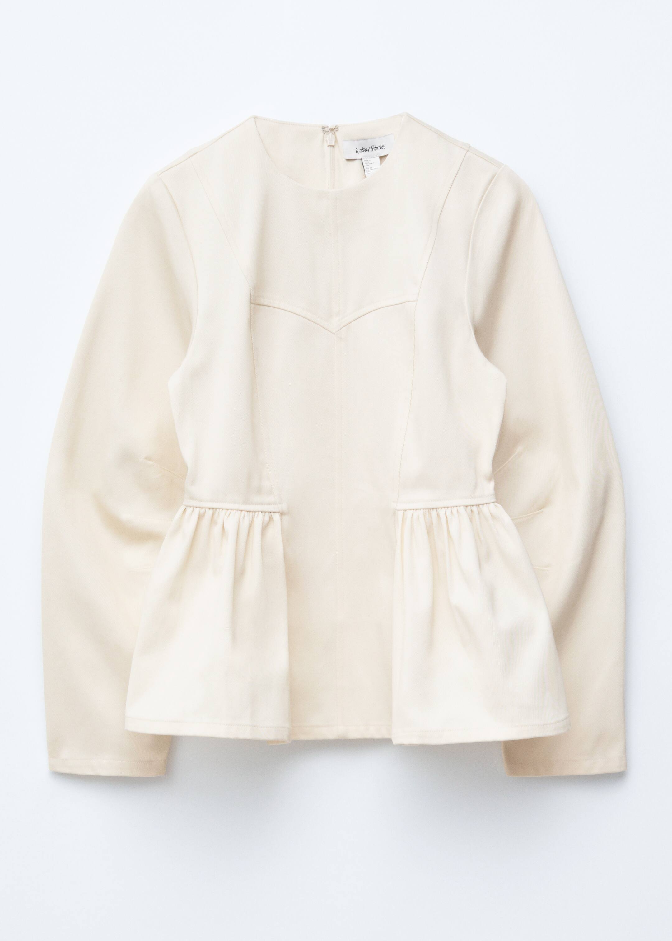 Näytä suurempi kuva: Puuvillapusero peplum-helmalla - Kerma - NAISET | H&M FI 8