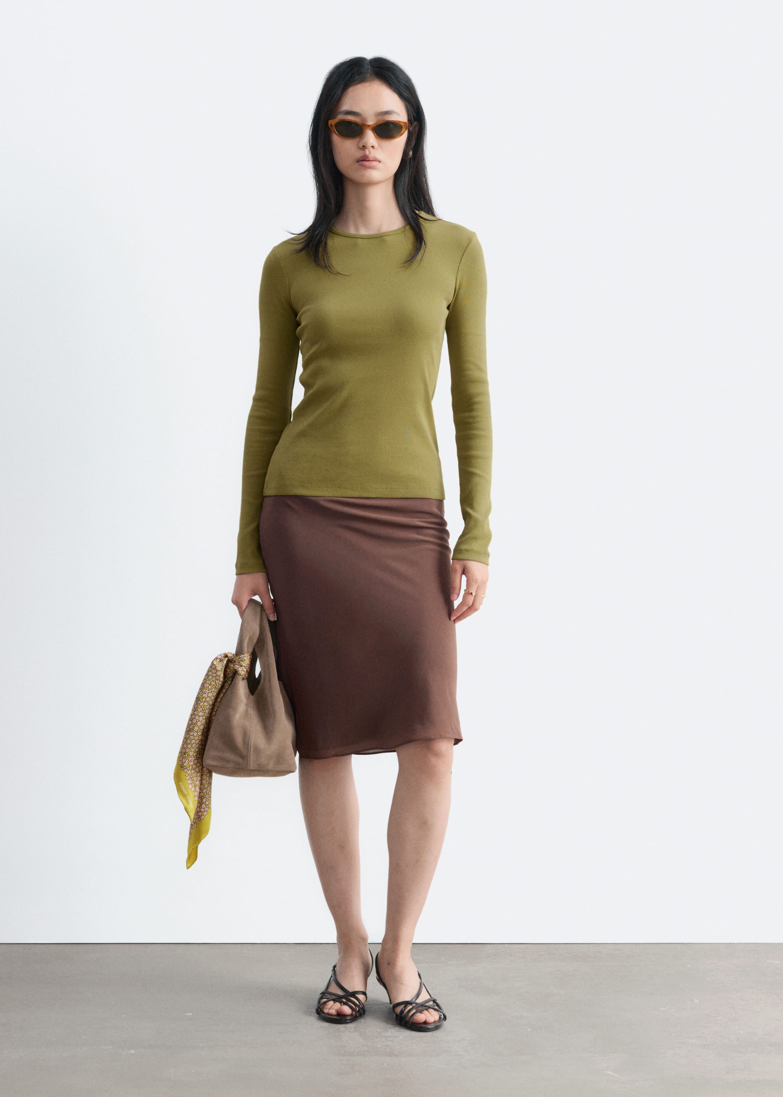 Ribbed Long-Sleeve Top - Green - Still Life