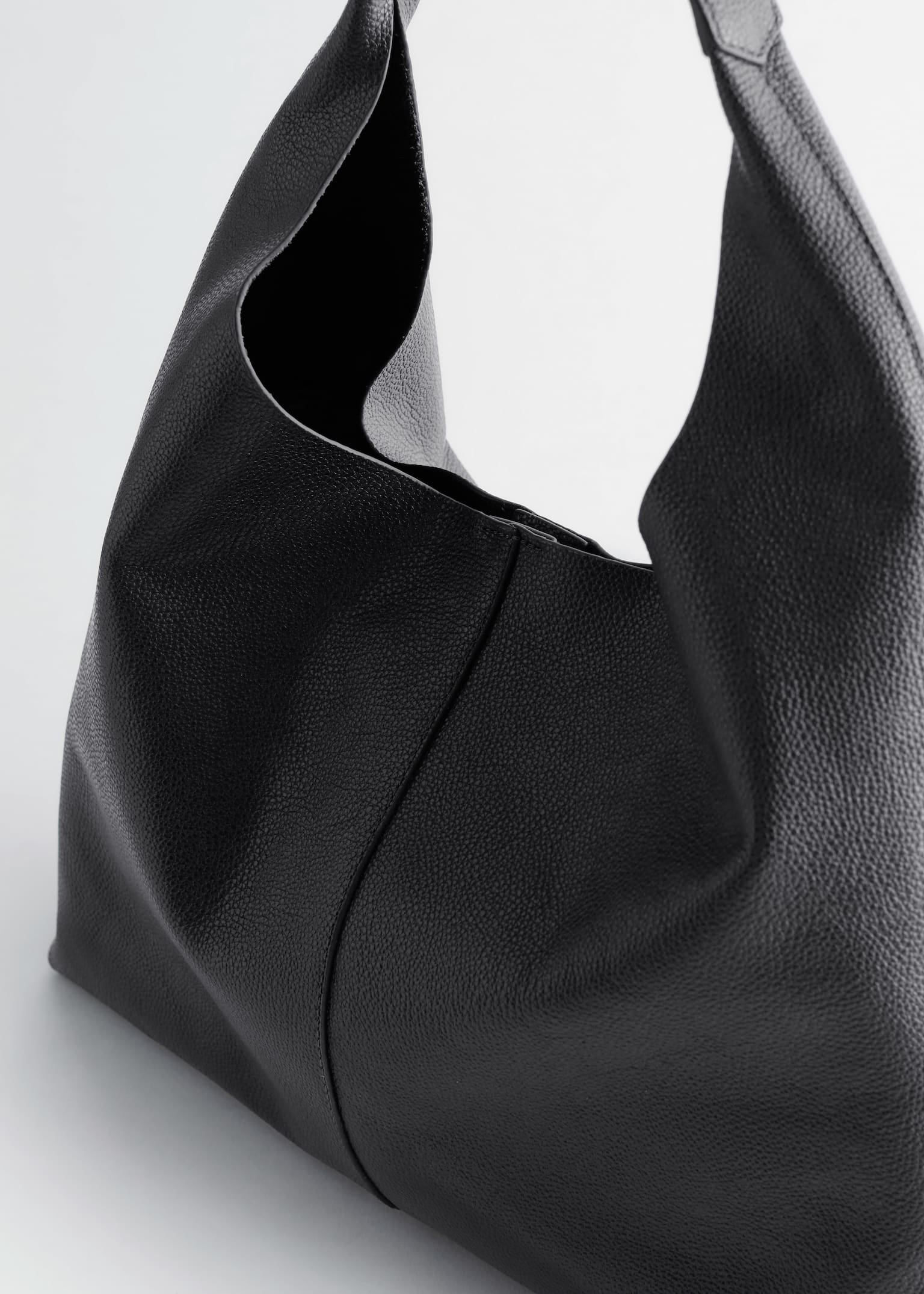 Borsa tote grande in pelle - Nero - 3