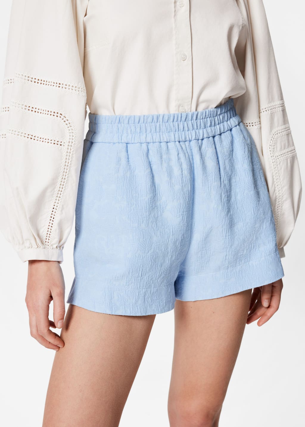 Image of Pantalones cortos de jacquard con cintura elástica
