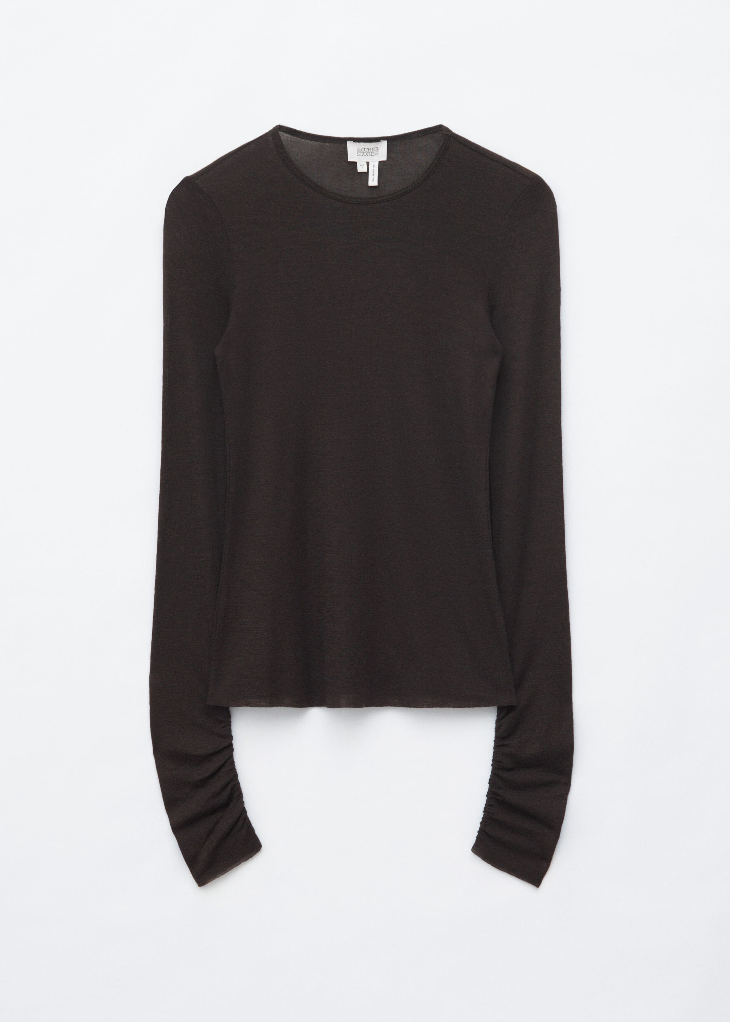 Plain-Knit Wool Top - Dark Brown - Still Life