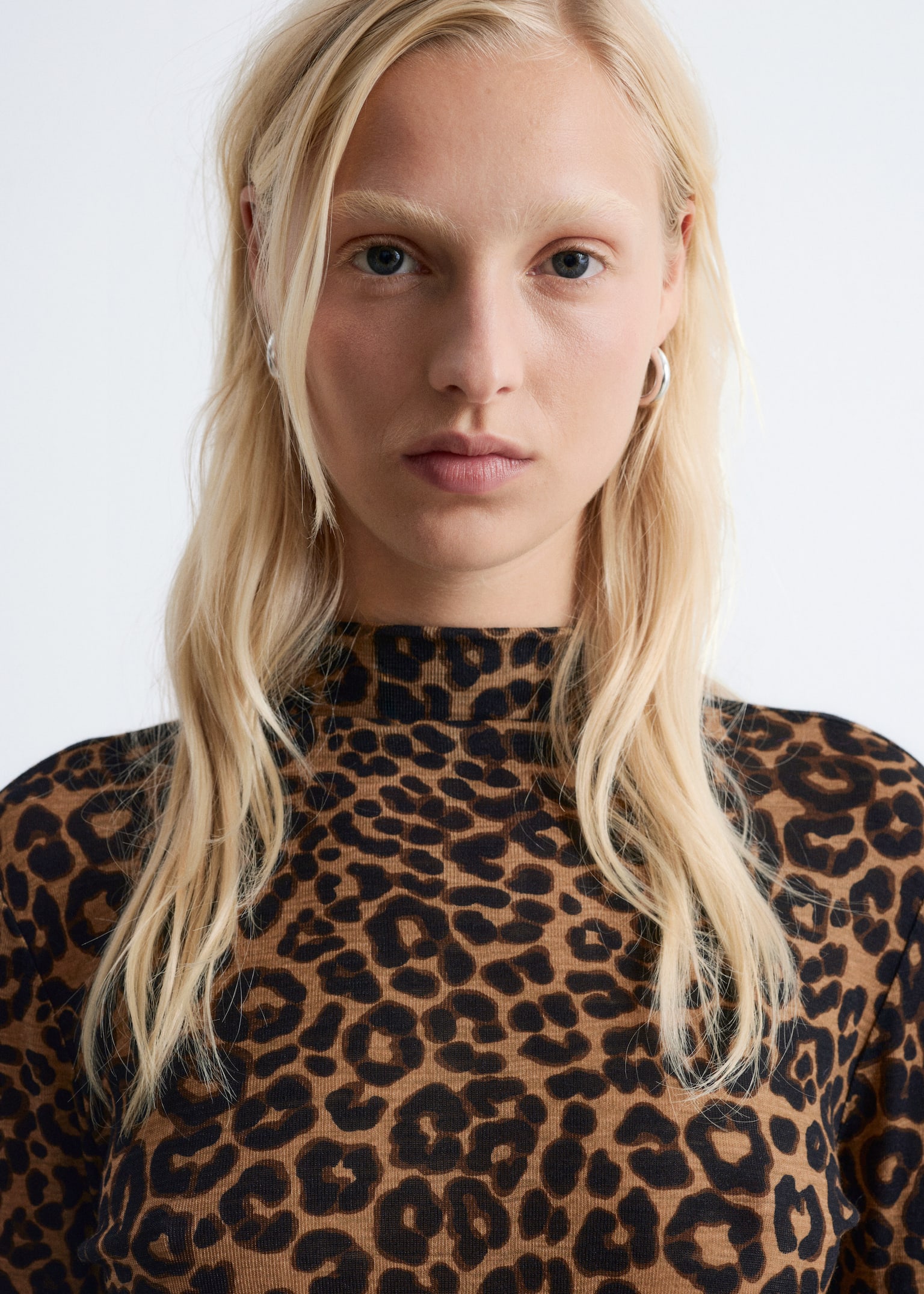 Top met opstaande boord - Bruine luipaardprint/Donkerbruin/Beige print/Zwart/beige strepen/Zwart/bruin geruit - 4