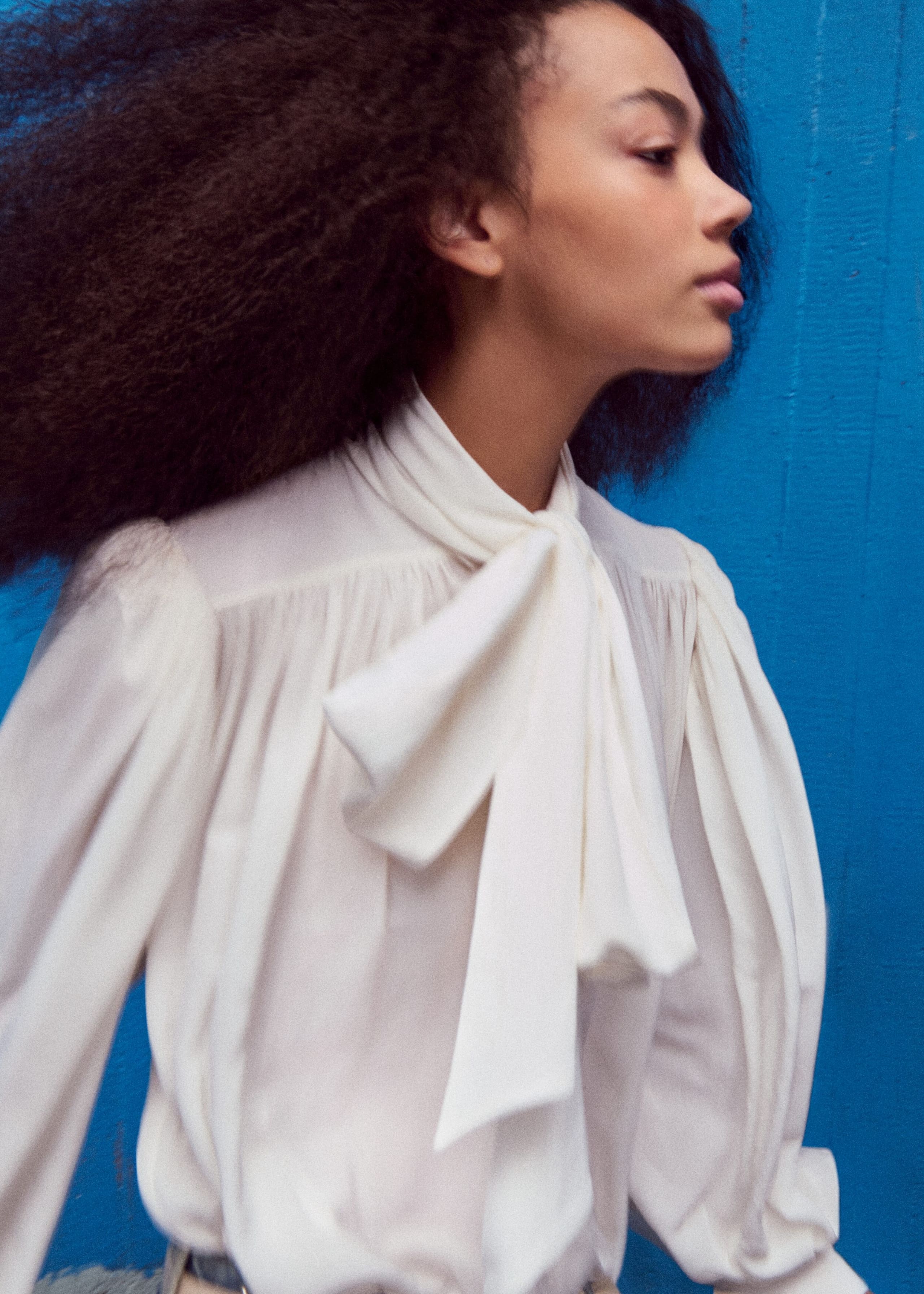 Tie-Neck Gathered Blouse - Off White - Still Life
