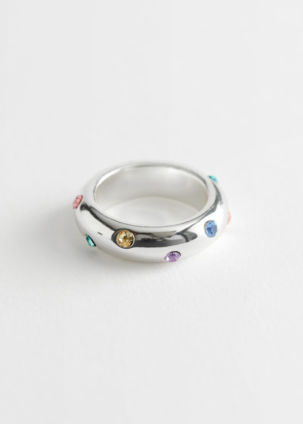 Rhinestone Encrusted Ring - Silver - Still Life