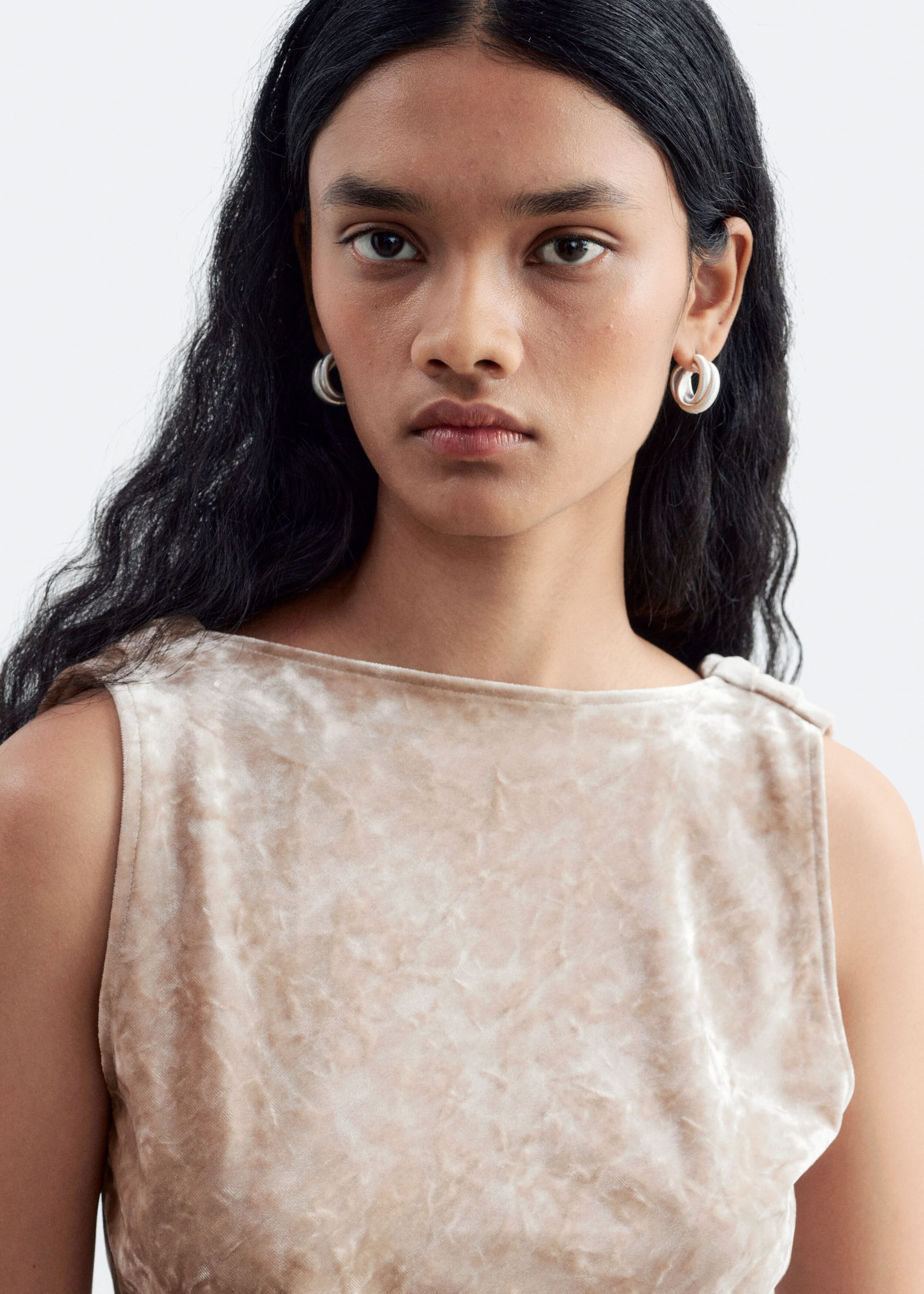 Draped Back Velvet Top - Black - Lookbook