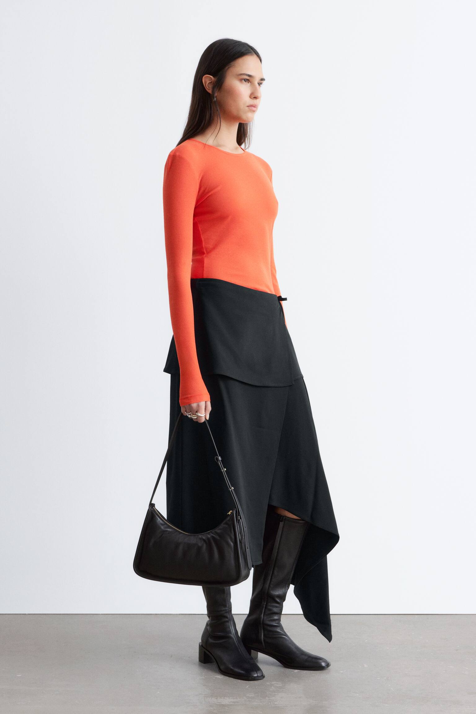 Long-Sleeve Cotton Top - Orange/Burgundy/White - 4