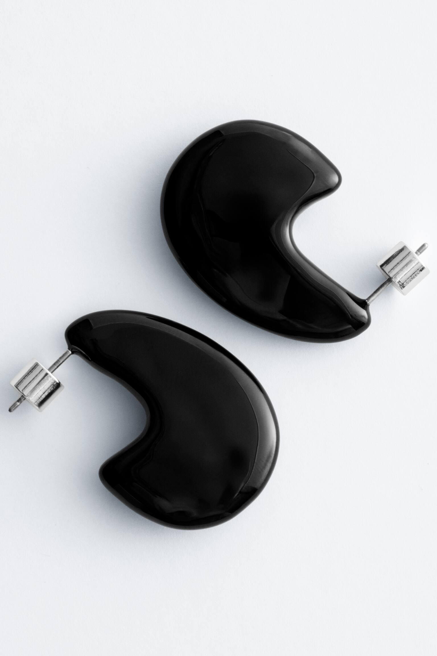 Chunky, dråbeformede øreringe - Sort/Grøn - 4