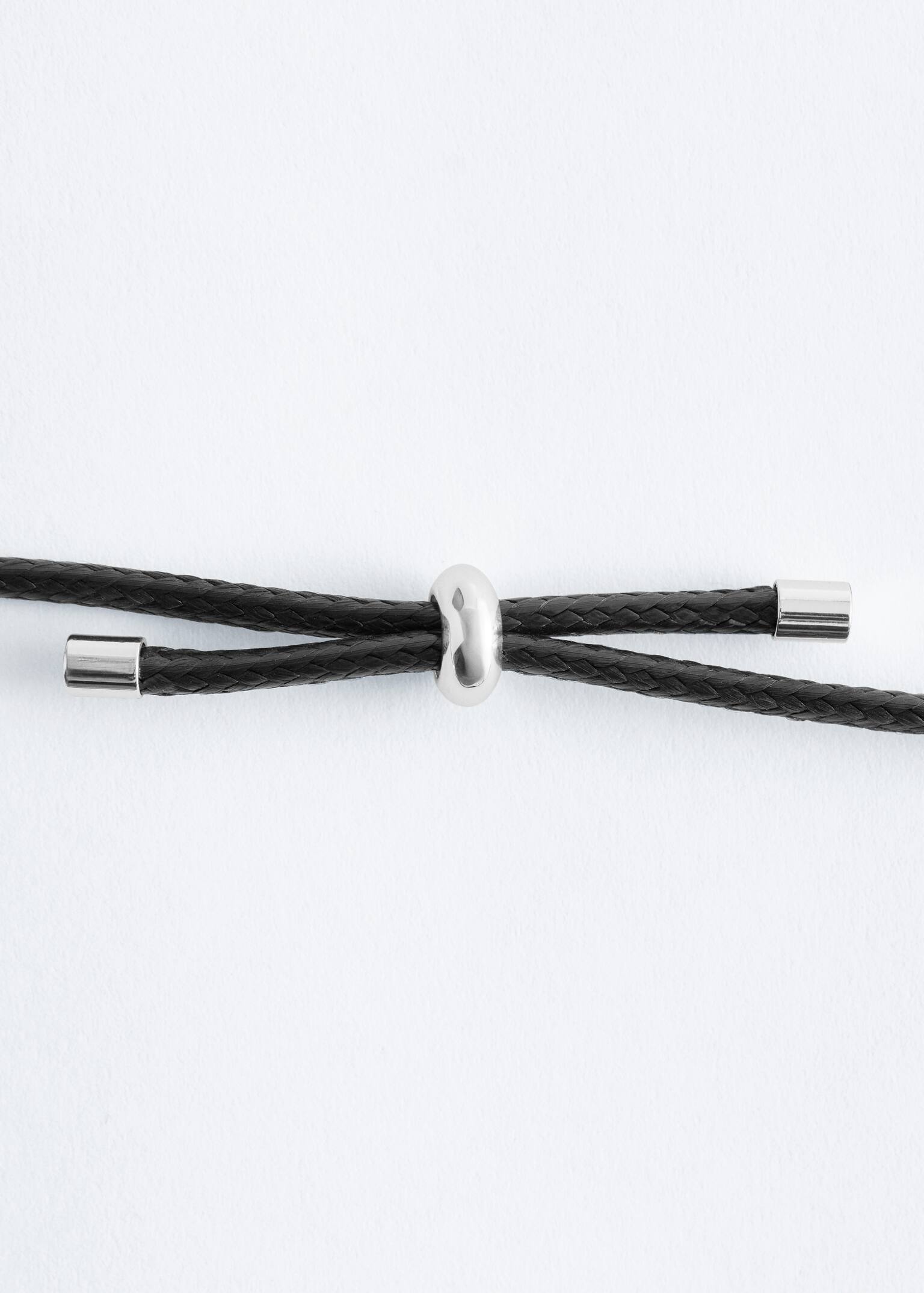 Náhrdelník z povrázku so sladkovodnými perlami - Krémové/čierne - 3