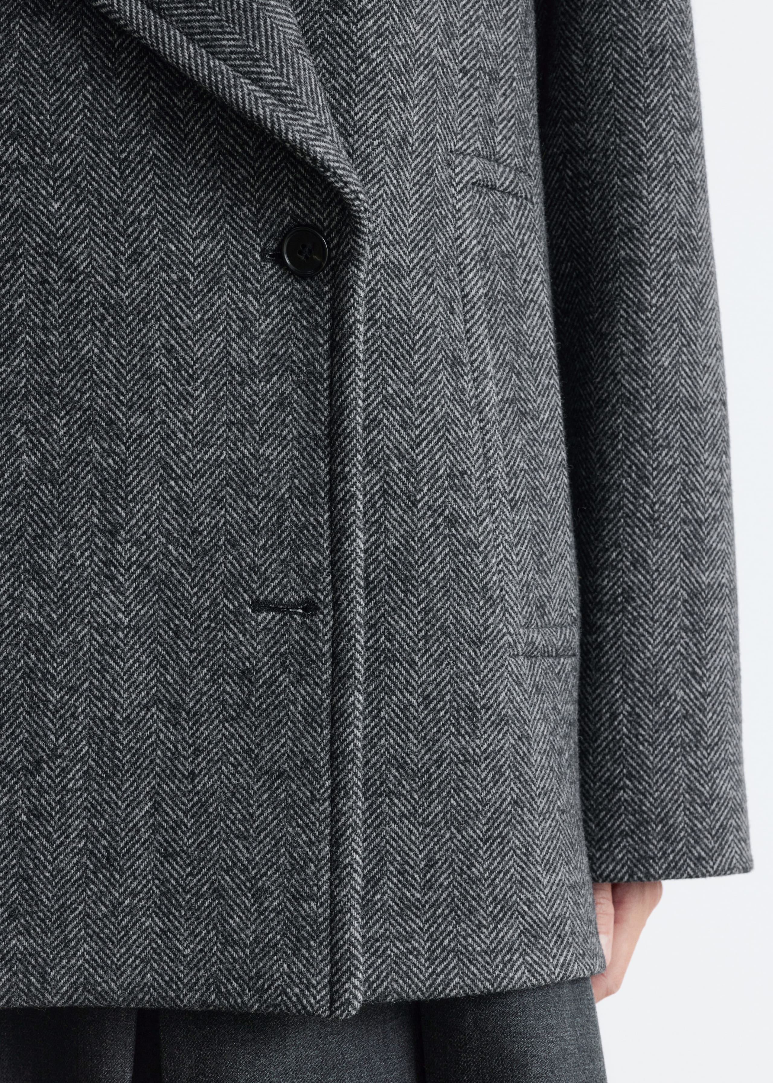 Image of Short Double-Breasted Wool Coat