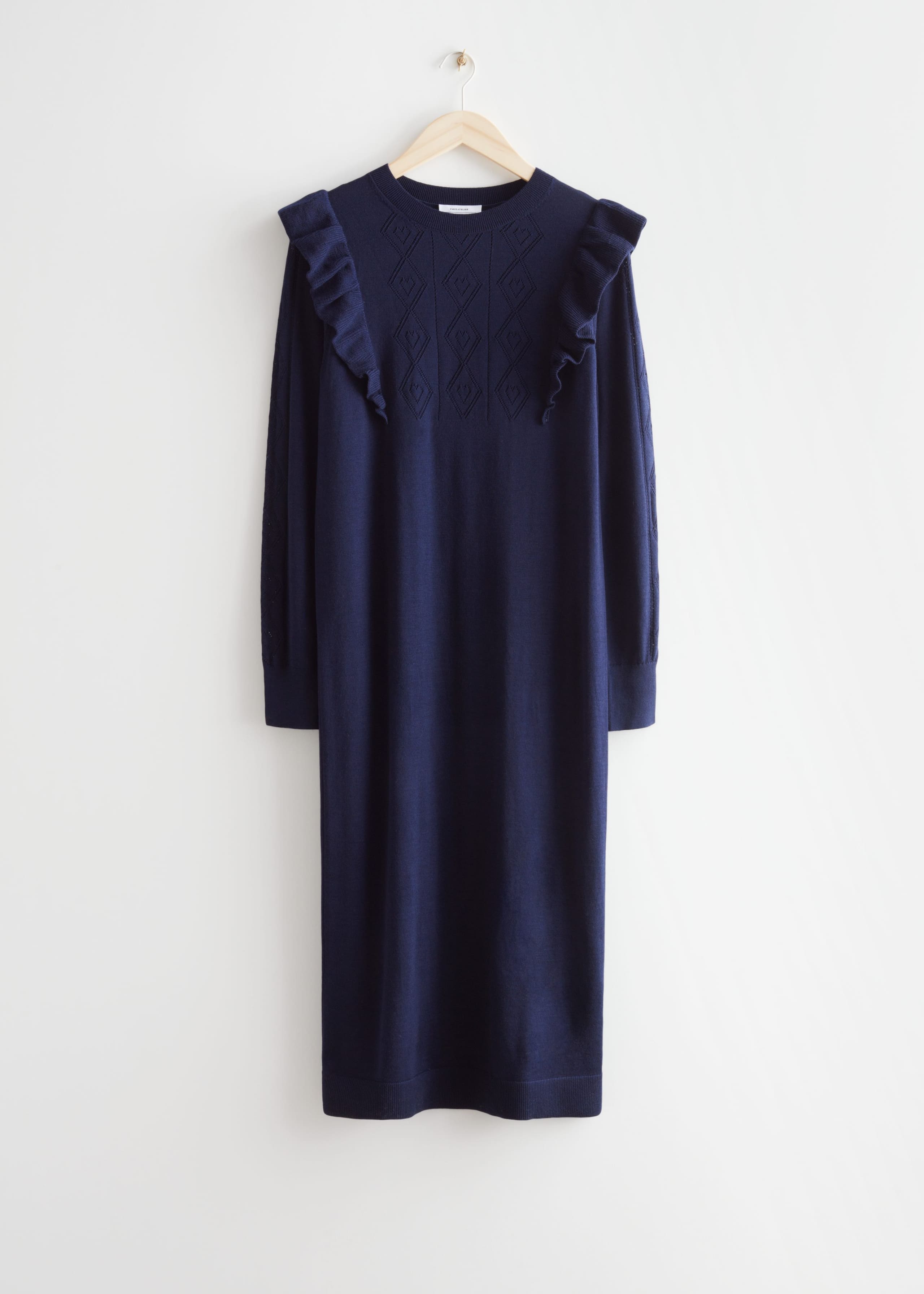 Pointelle Knit Midi Dress - Dark Blue - Still Life