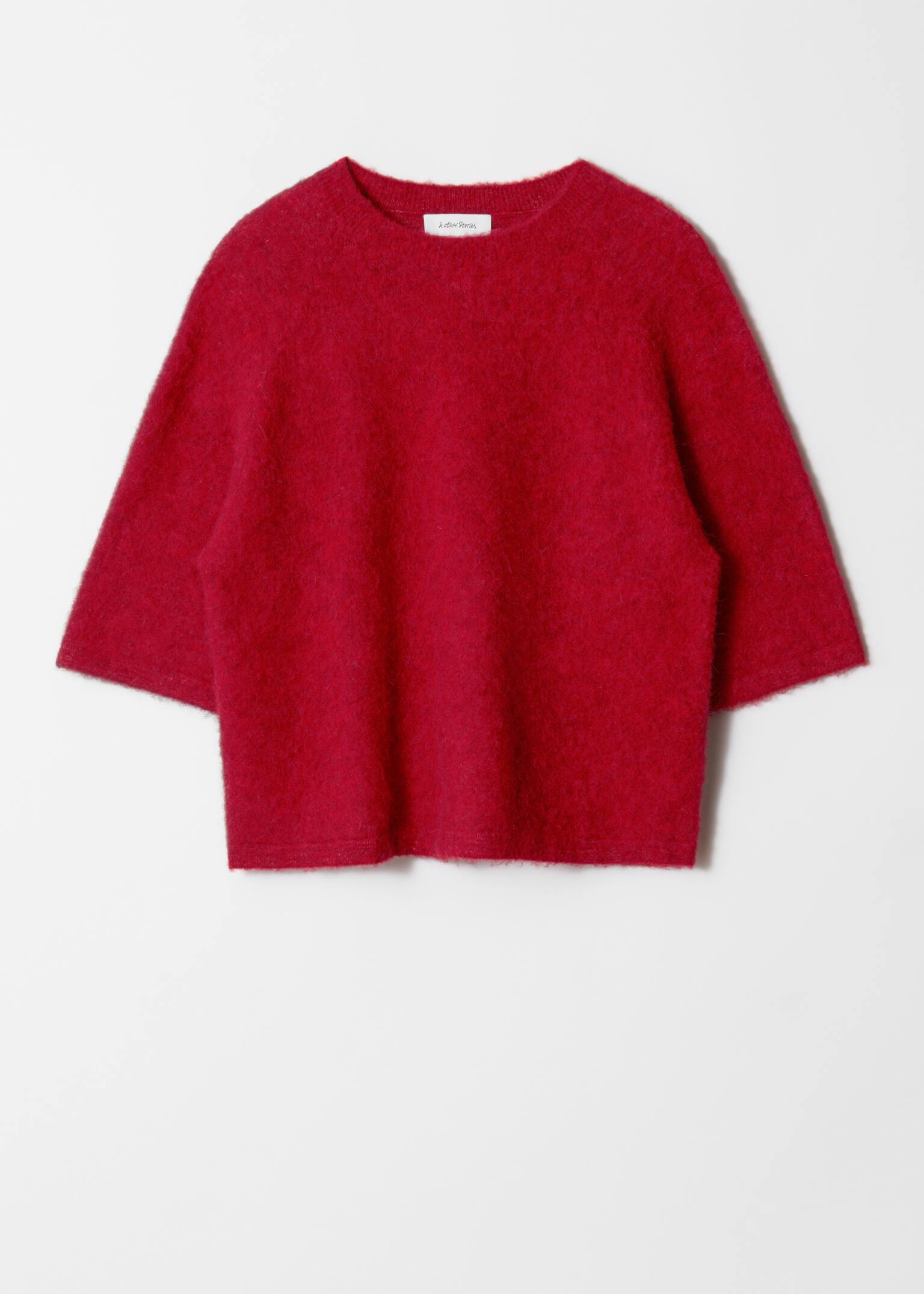 Alpaca-Blend Knitted Top - Red/Oatmeal/Mole/Burgundy/Grey/Black/Dusty Blue